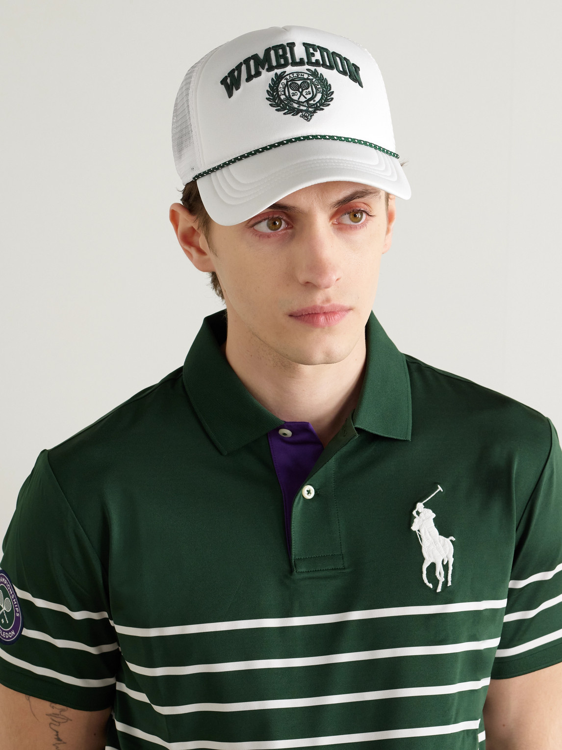 Polo Ralph Lauren Wimbledon Logo-embroidered Scuba And Mesh Trucker Cap