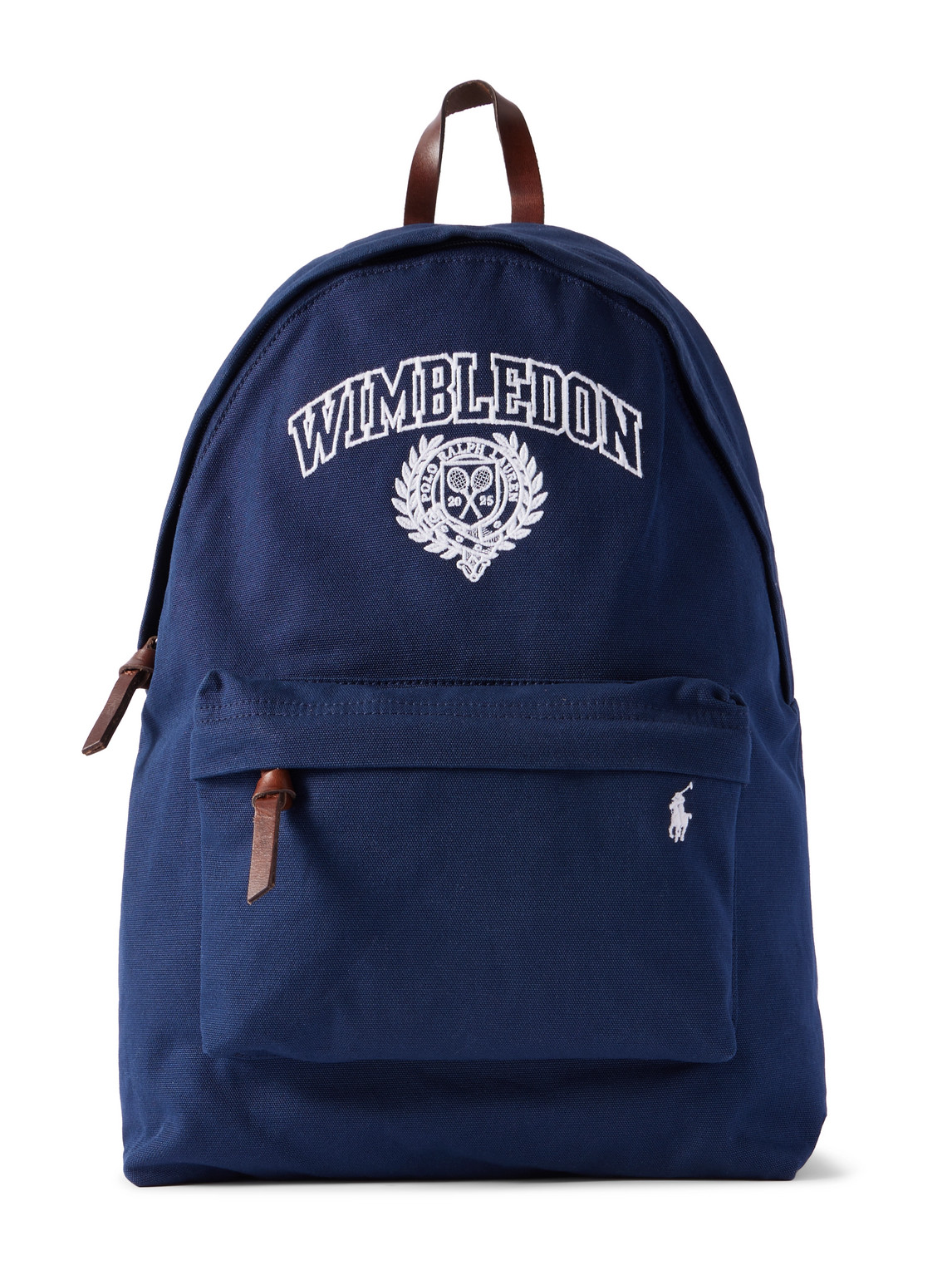 Polo Ralph Lauren Wimbledon Leather-trimmed Logo-embroidered Canvas Backpack