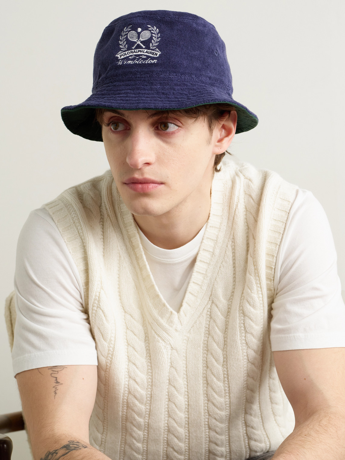 Polo Ralph Lauren Wimbledon Reversible Logo-embroidered Cotton-twill And Terry Bucket Hat