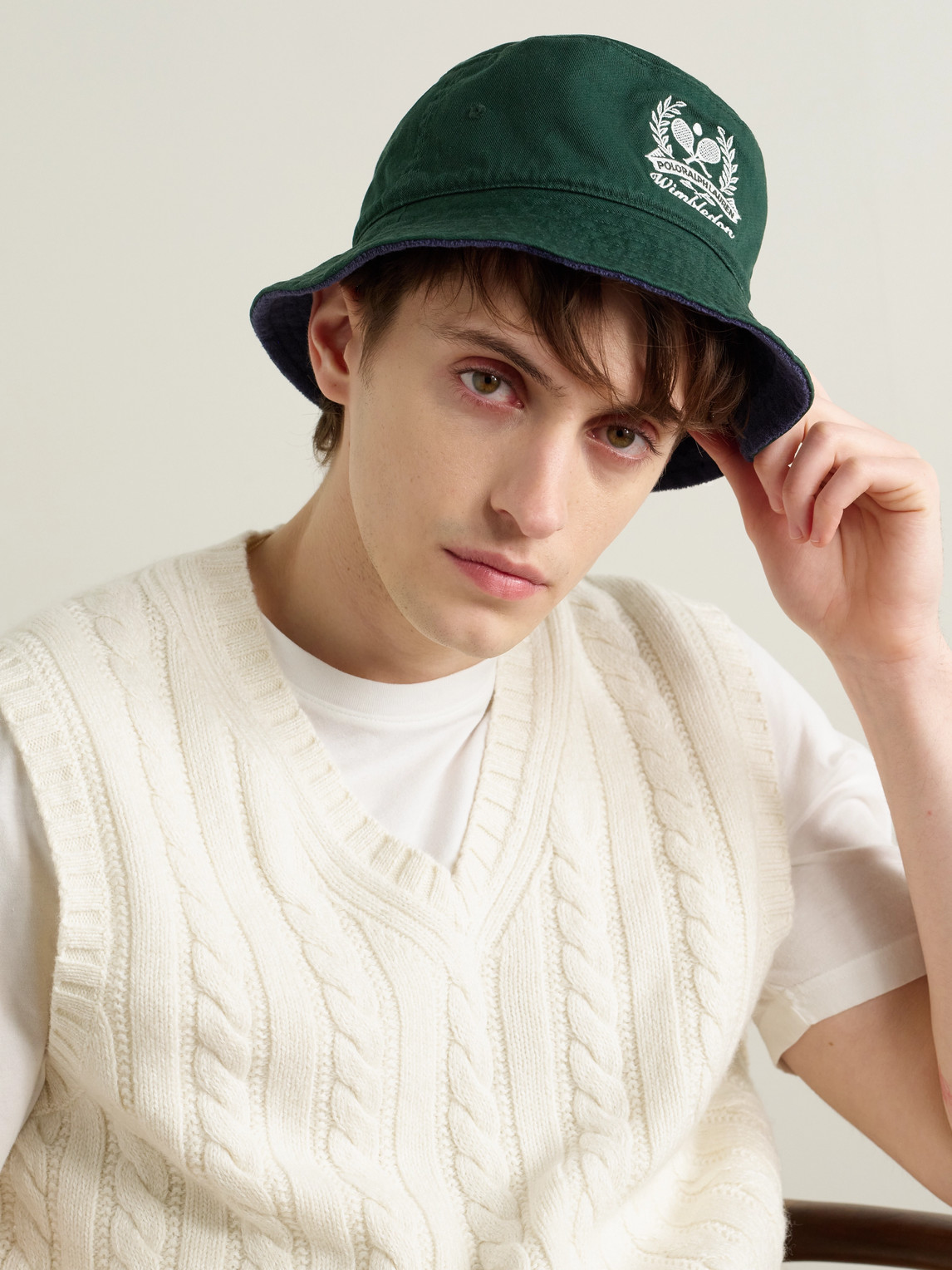 Polo Ralph Lauren Wimbledon Reversible Logo-embroidered Cotton-twill And Terry Bucket Hat