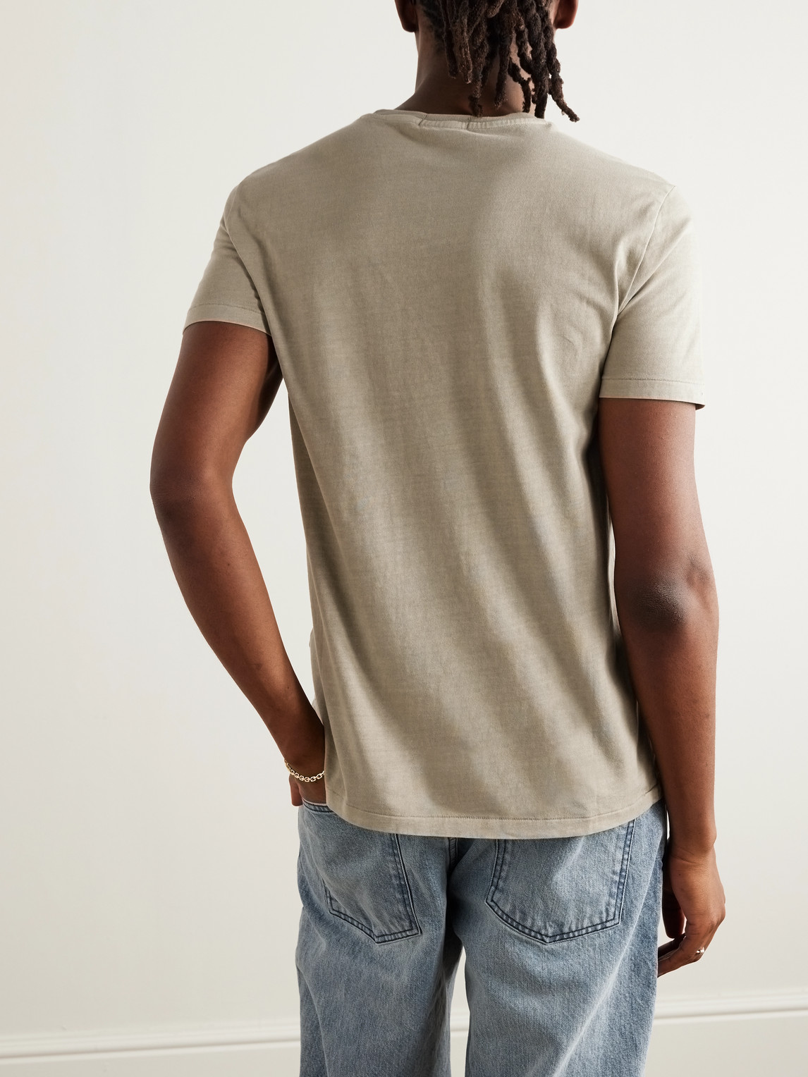 Polo Ralph Lauren Slim-fit Logo-embroidered Cotton-jersey T-shirt In Neutrals
