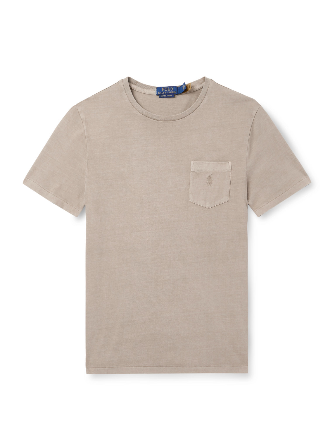 Polo Ralph Lauren Slim-fit Logo-embroidered Cotton-jersey T-shirt In Neutrals
