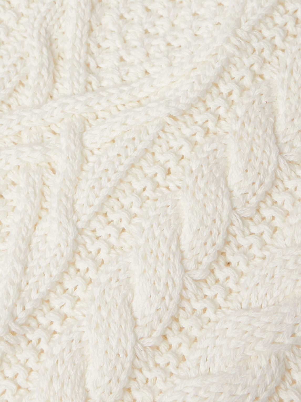 Polo Ralph Lauren Aran Knit Cotton Rollneck Sweater In Deckwash White