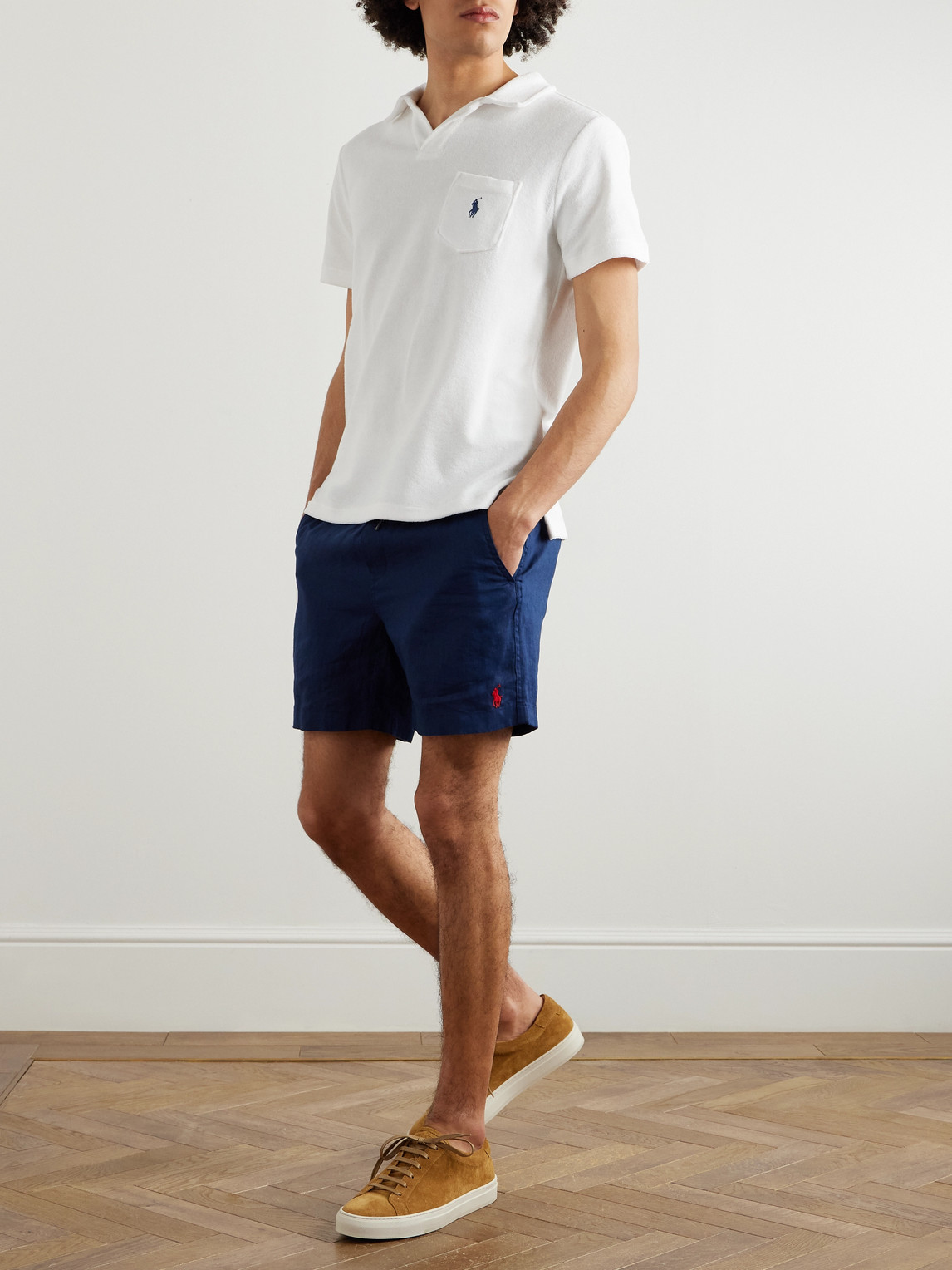 Polo Ralph Lauren Mm Ribbed Collar Straight Hem Polo In White