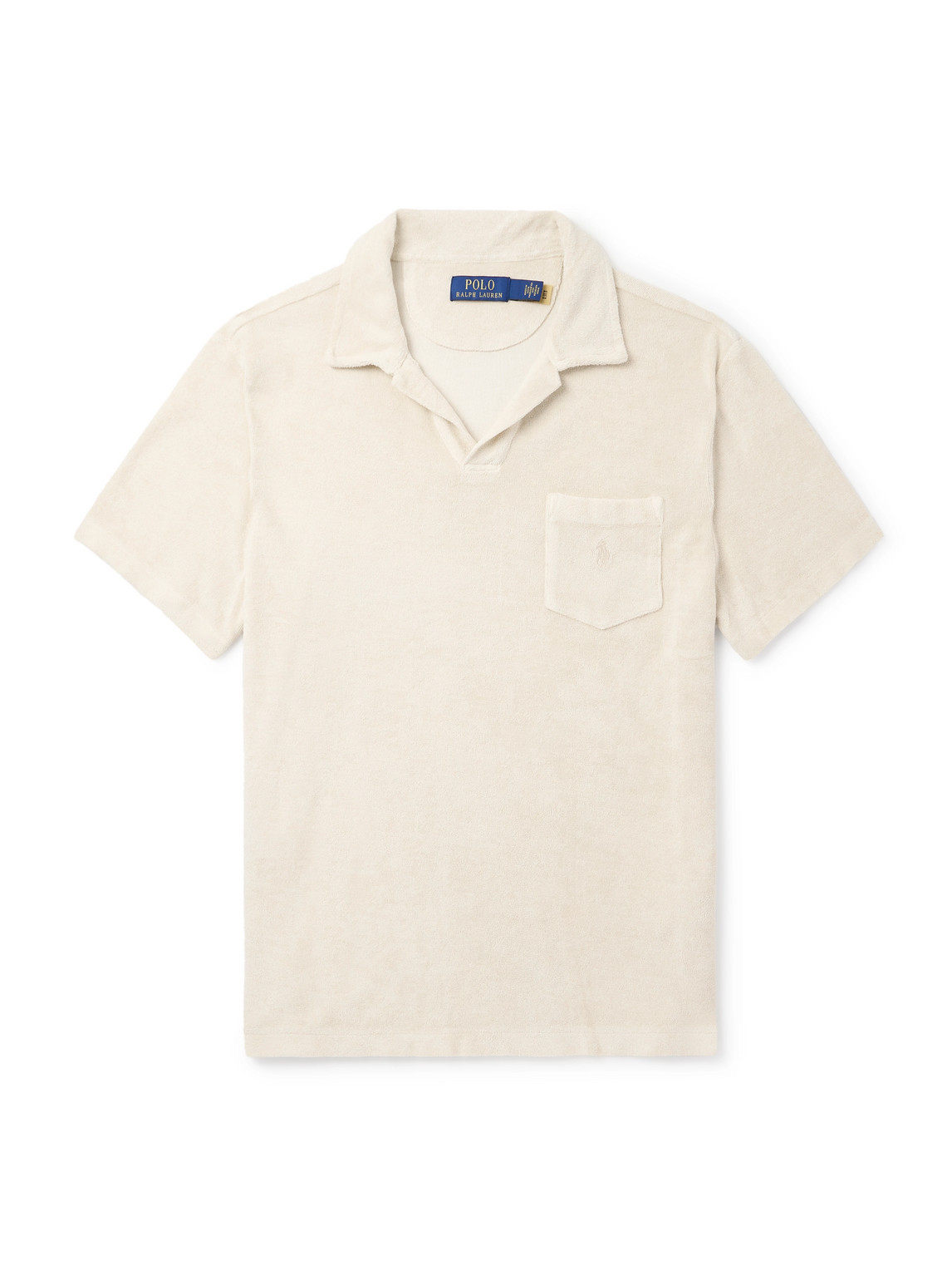 Polo Ralph Lauren Logo-embroidered Garment-dyed Cotton-terry Polo Shirt In Neutral