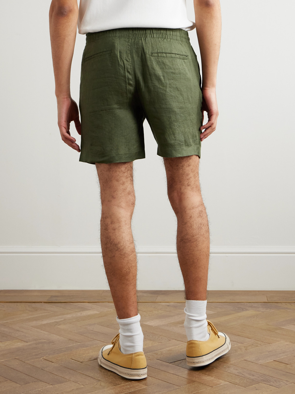 Polo Ralph Lauren Prepster Slim-fit Straight-leg Linen Drawstring Shorts In Green