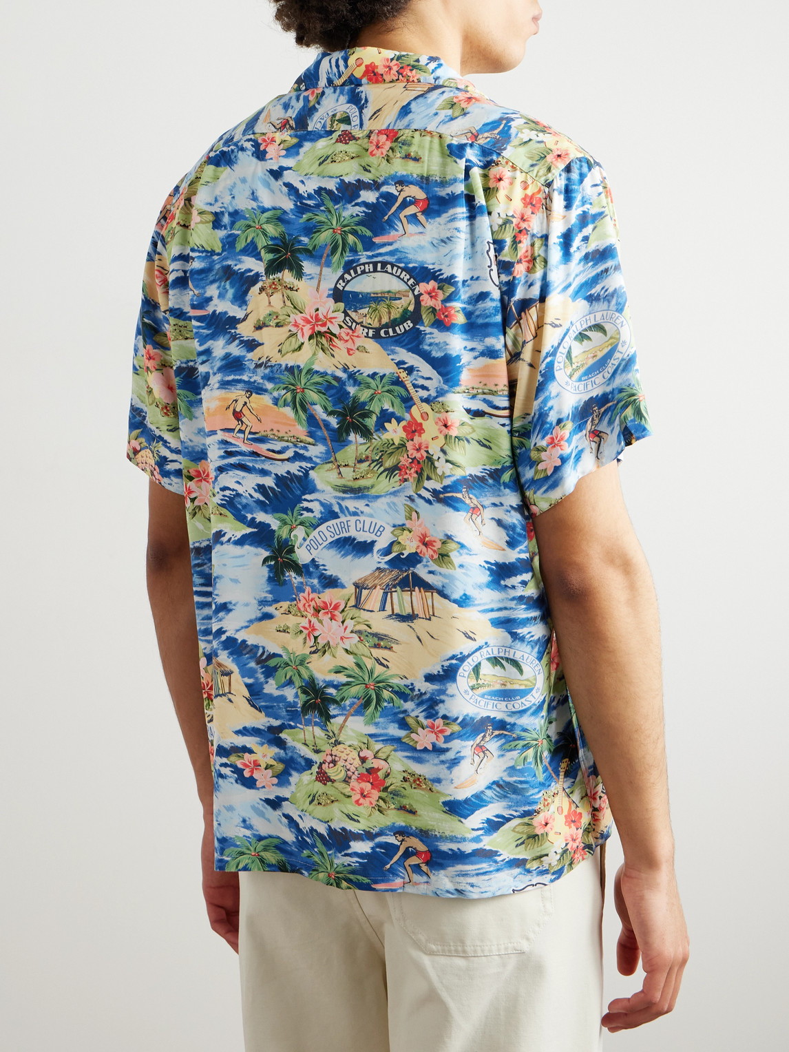 Polo Ralph Lauren Short Sleeve Tropical Print Lightweight Shirt In Blue