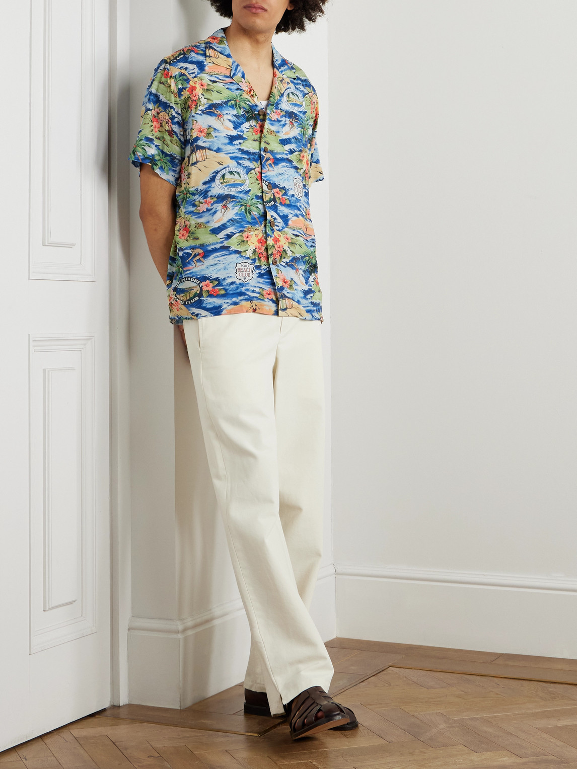 Polo Ralph Lauren Short Sleeve Tropical Print Lightweight Shirt In Blue