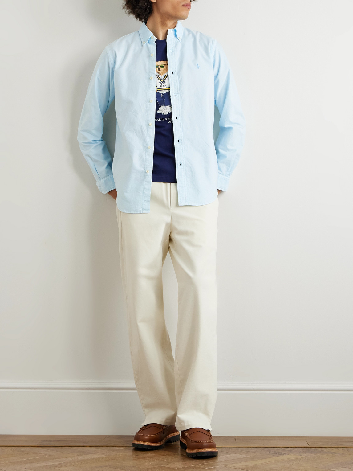 Polo Ralph Lauren Button-down Collar Logo-embroidered Cotton Oxford Shirt In Blue