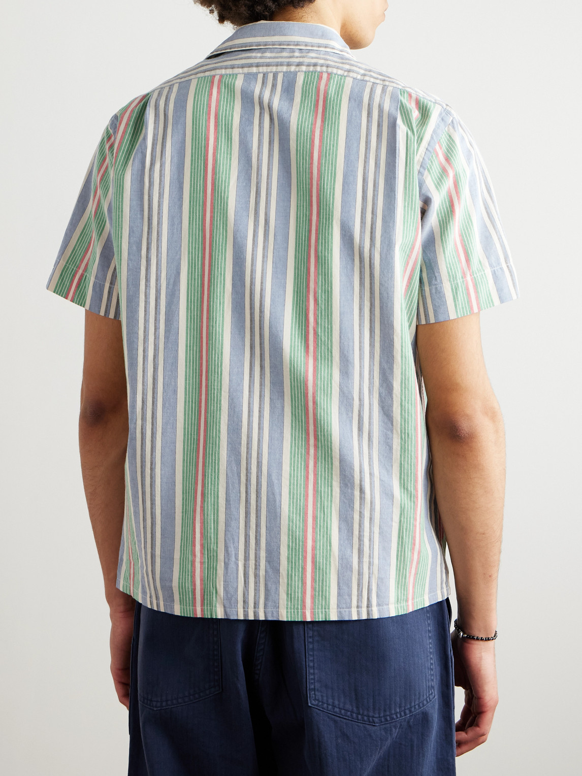 Polo Ralph Lauren Cotton Chambray Stripe Cuban Shirt In Green