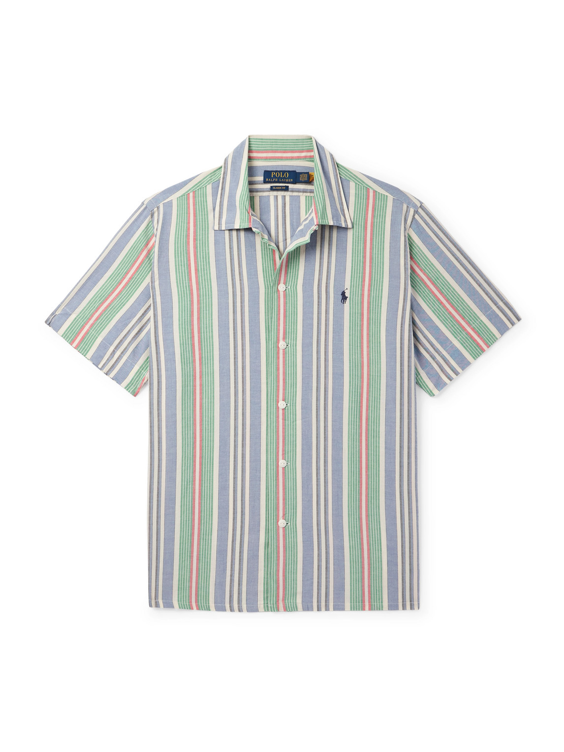Polo Ralph Lauren Cotton Chambray Stripe Cuban Shirt In Green