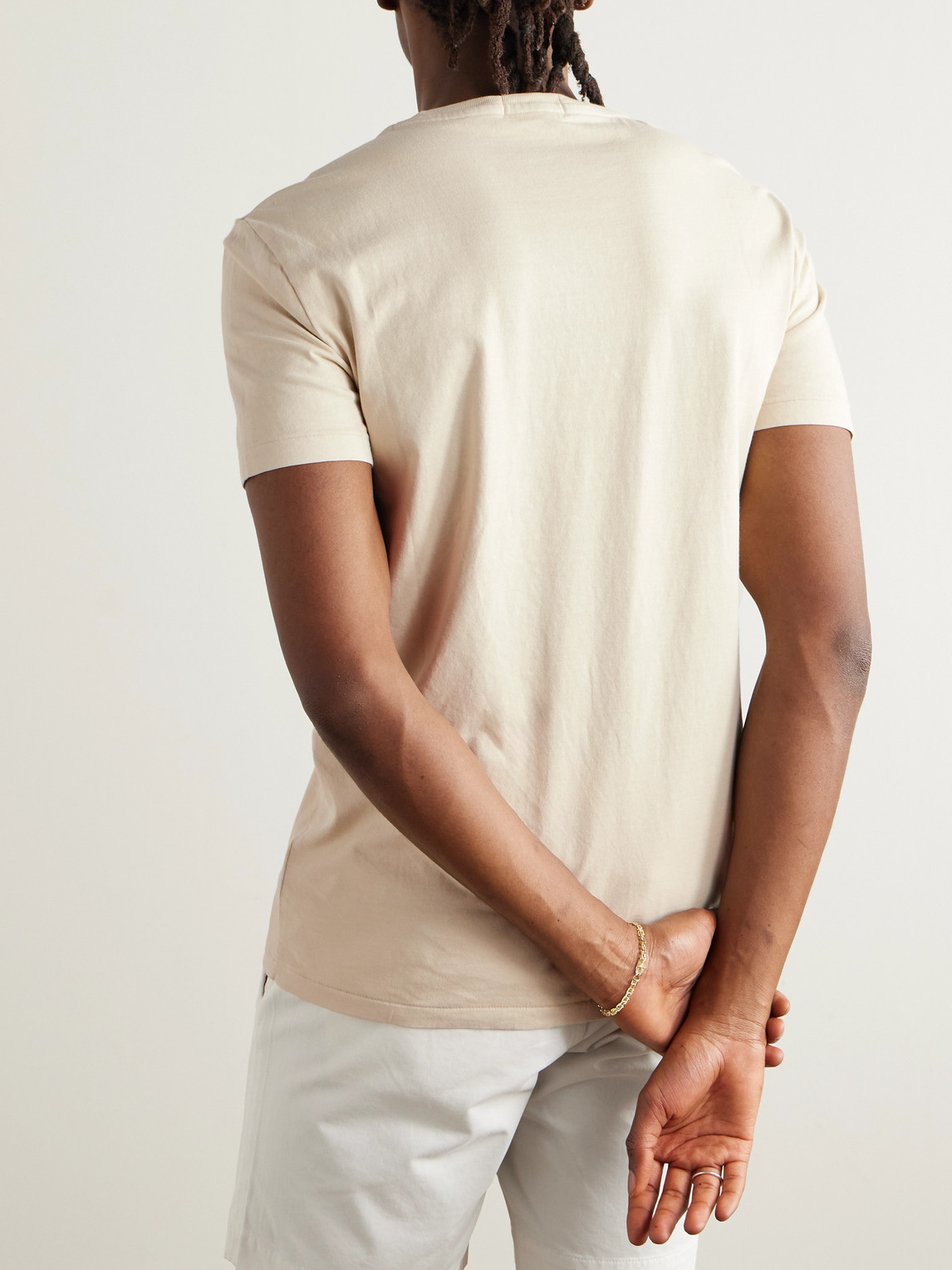 Polo Ralph Lauren Slim-fit Logo-embroidered Cotton-jersey T-shirt In Neutrals