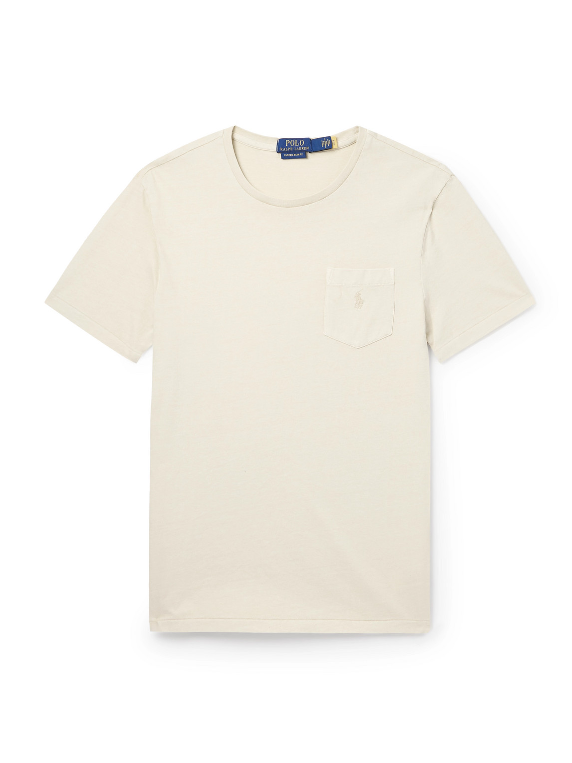Polo Ralph Lauren Slim-fit Logo-embroidered Cotton-jersey T-shirt In Neutrals