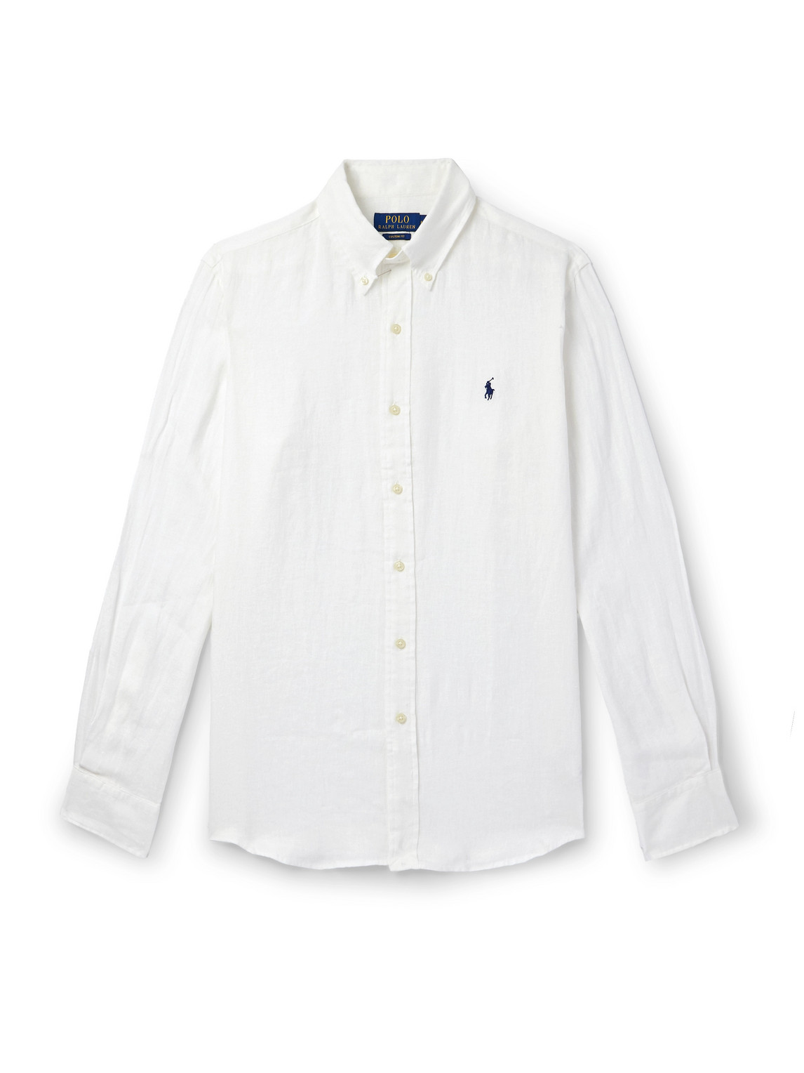 Polo Ralph Lauren Long-sleeve Button-up Shirt With Pointed Collar And Embroidered Logo In White
