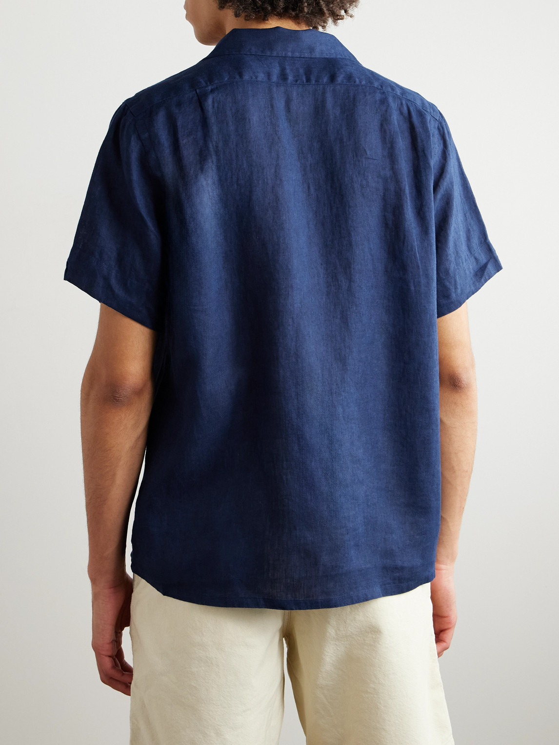 Polo Ralph Lauren Classic Fit Linen Camp Shirt Man Shirt Navy Blue Size L Linen In Blue