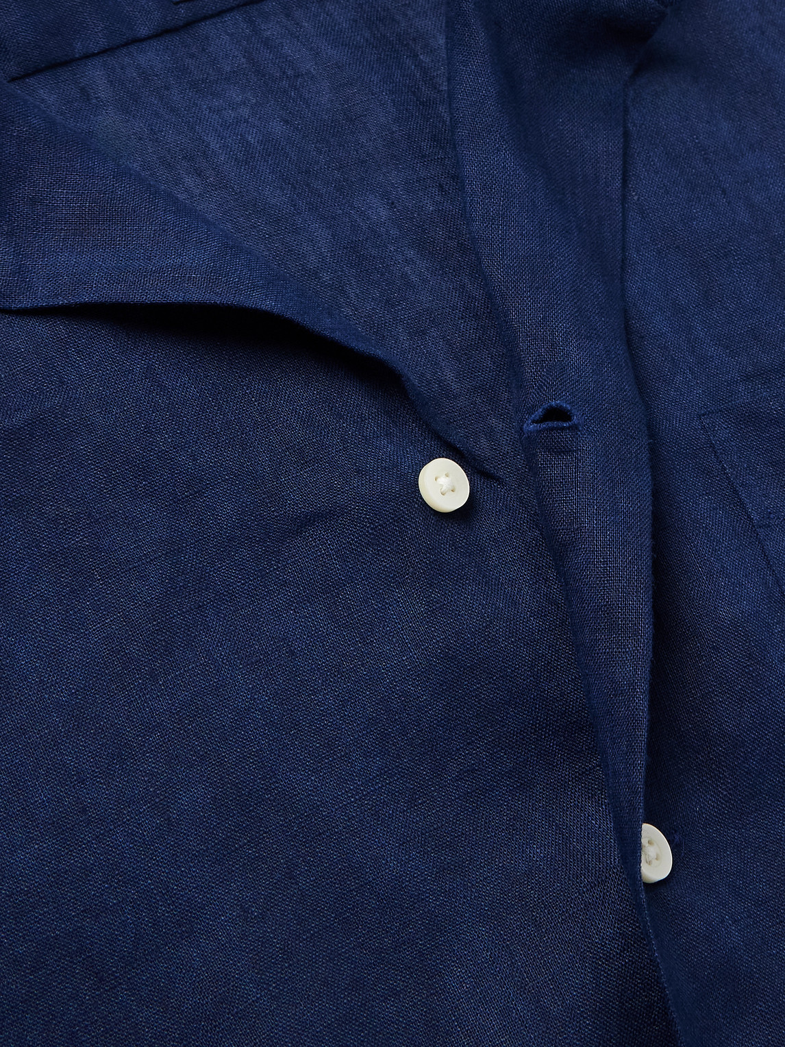 Polo Ralph Lauren Classic Fit Linen Camp Shirt Man Shirt Navy Blue Size L Linen In Blue