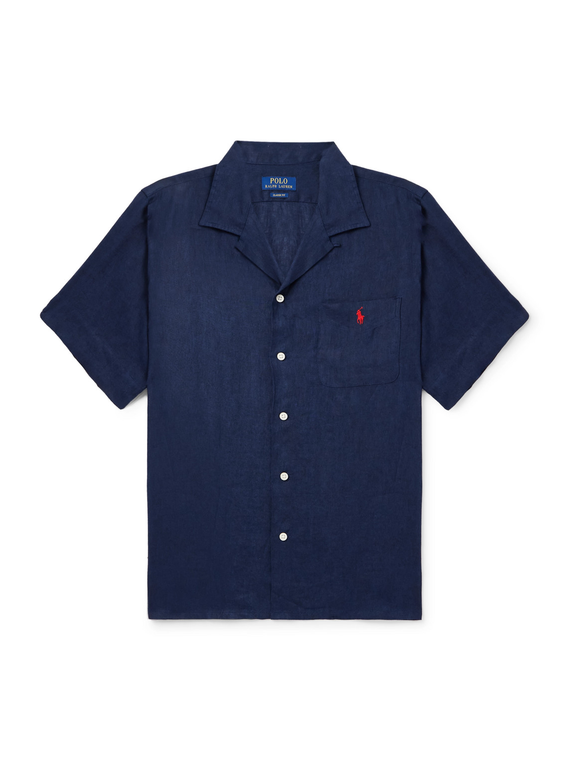 Polo Ralph Lauren Classic Fit Linen Camp Shirt Man Shirt Navy Blue Size L Linen In Blue