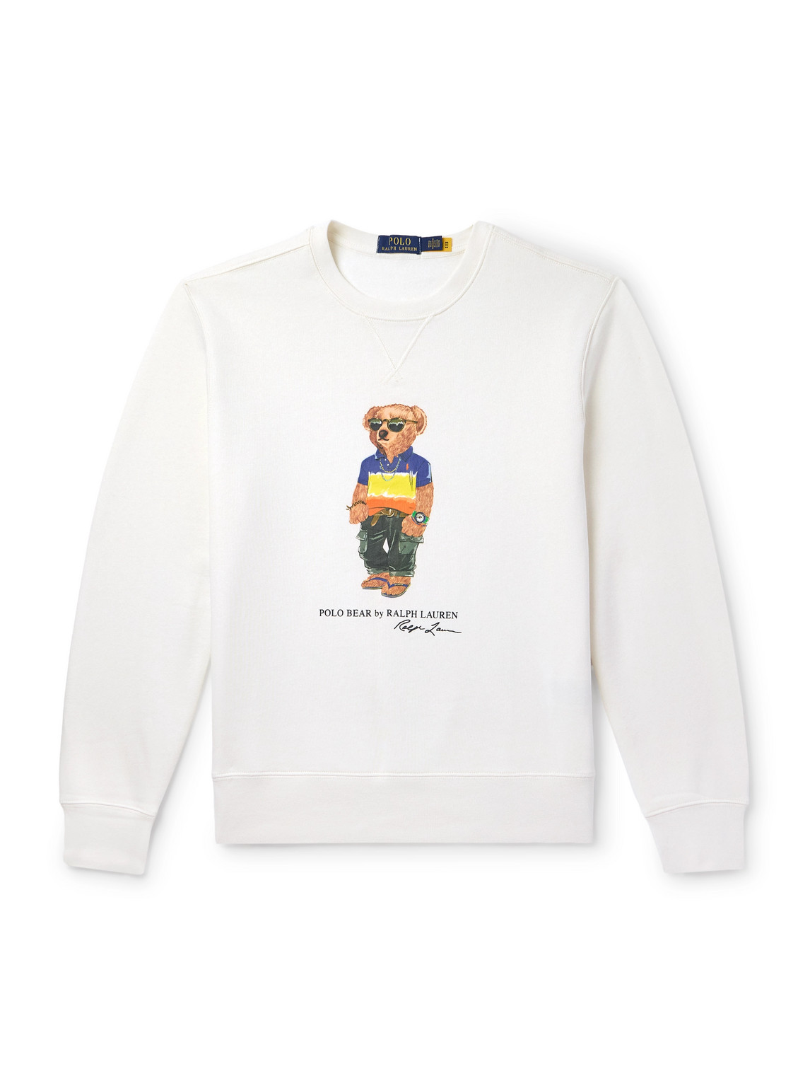 Polo Ralph Lauren Logo-print Cotton-blend Jersey Sweatshirt In Neutrals