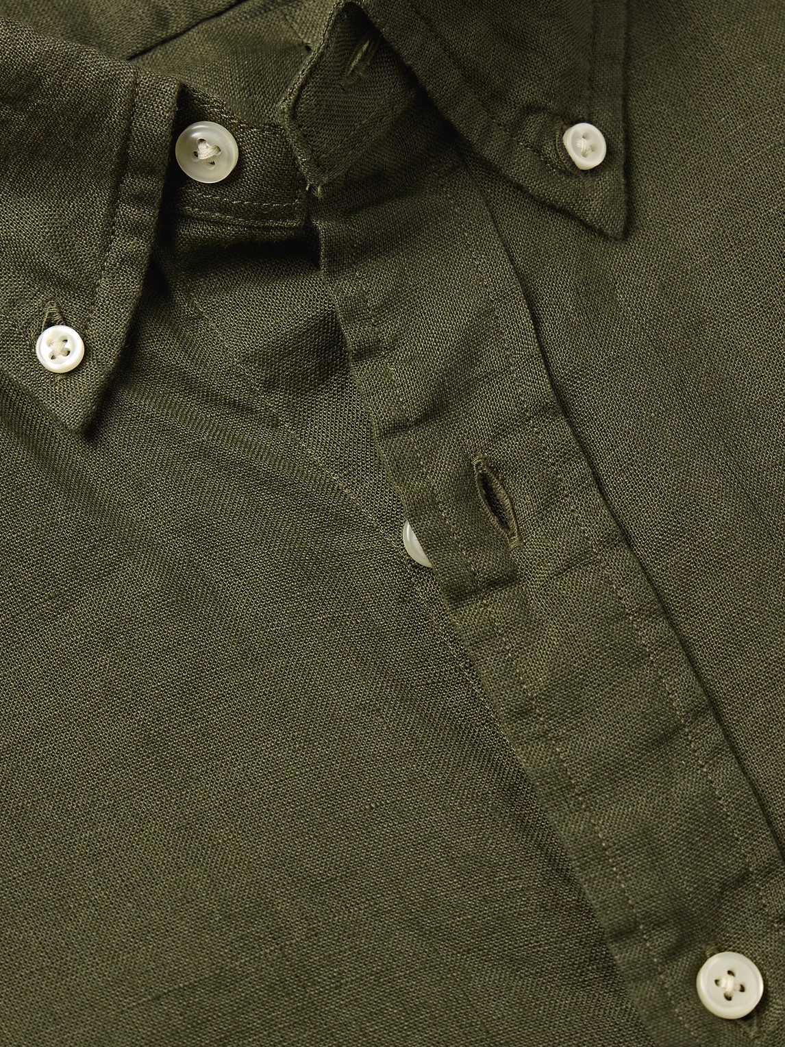 Polo Ralph Lauren Button-down Collar Logo-embroidered Linen Shirt In Green