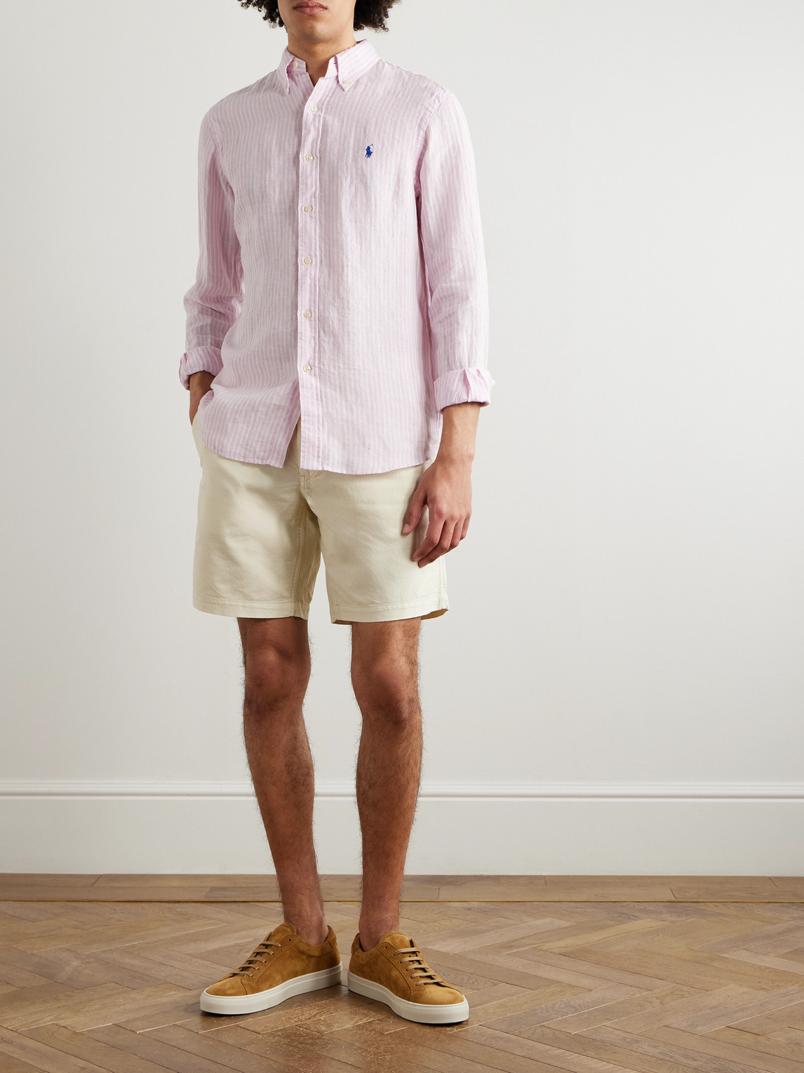 Polo Ralph Lauren Prepster Straight-leg Mineral-dyed Cotton Oxford Shorts In Neutrals