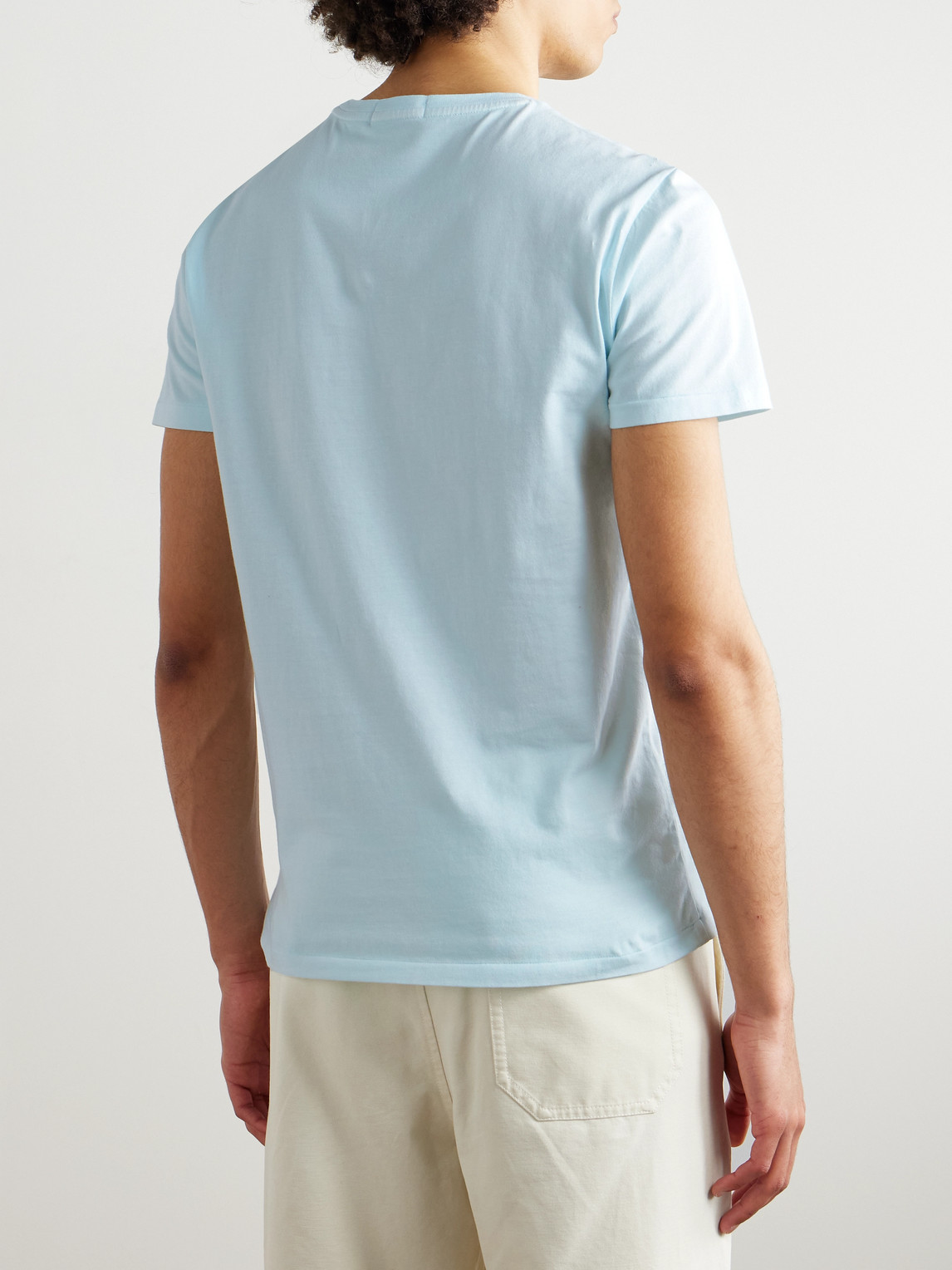 Polo Ralph Lauren Slim-fit Logo-embroidered Cotton-jersey T-shirt In Blue
