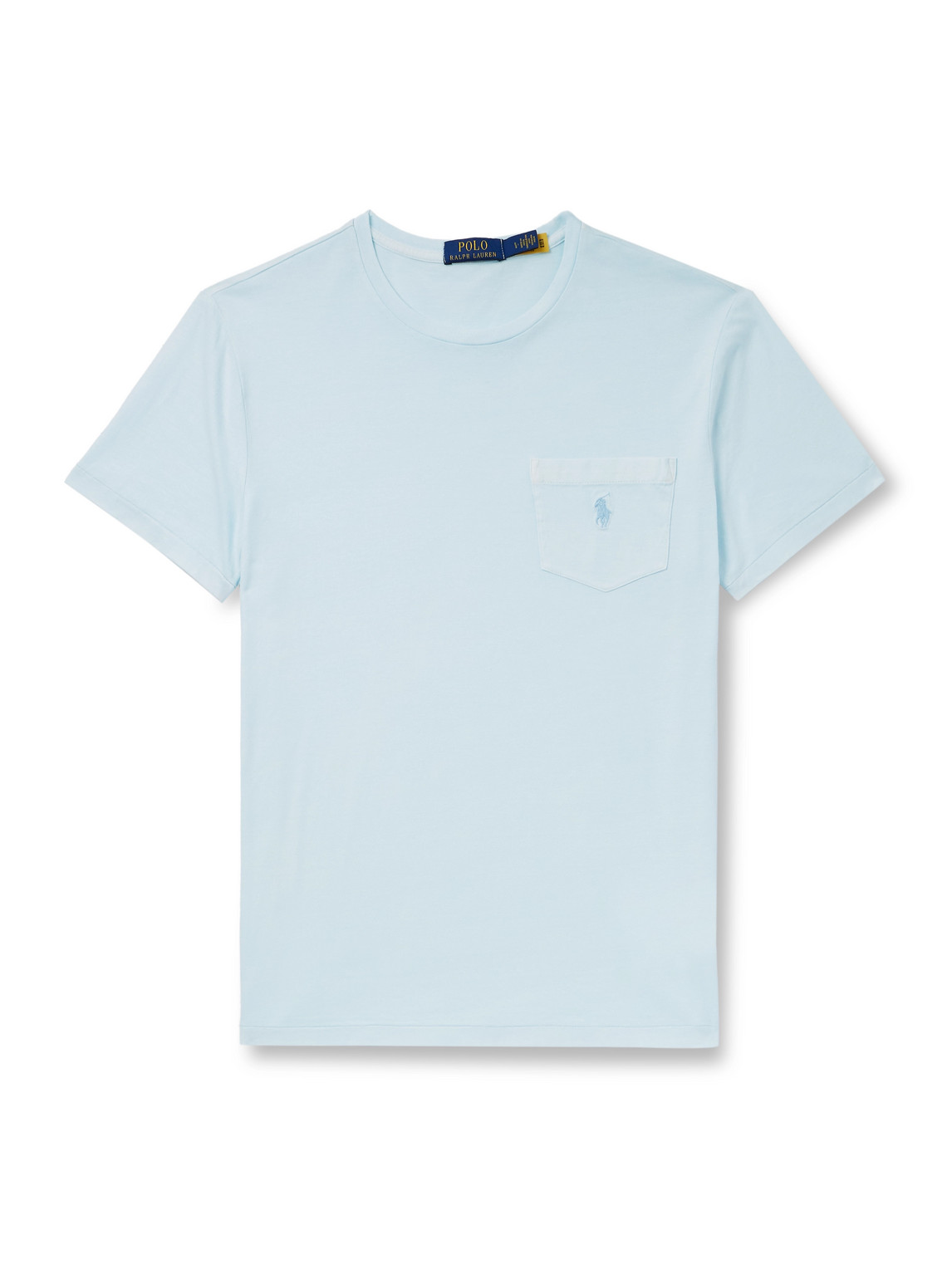 Polo Ralph Lauren Slim-fit Logo-embroidered Cotton-jersey T-shirt In Blue