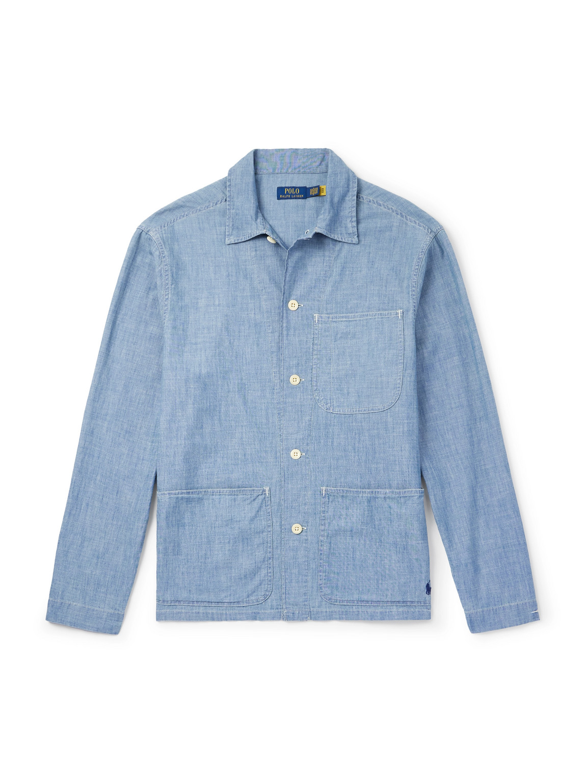 Polo Ralph Lauren Logo-embroidered Cotton-chambray Shirt In Blue