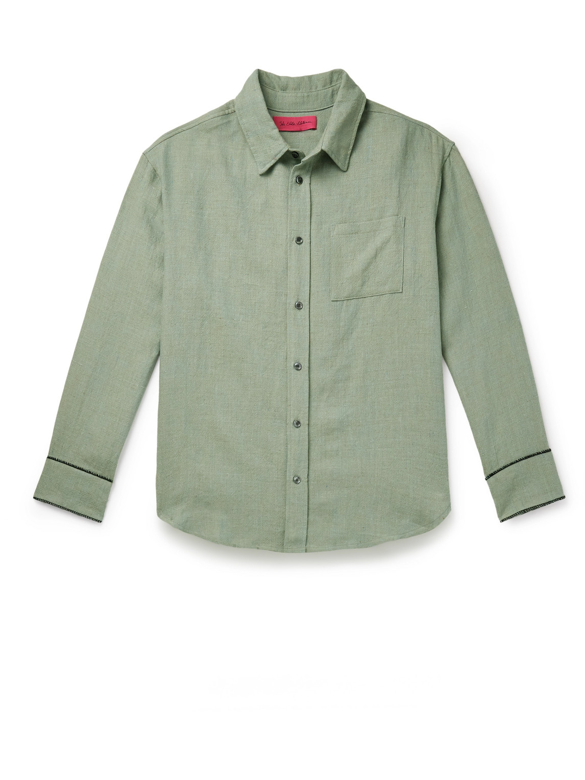 The Elder Statesman Linen, Wool, Silk And Cashmere-blend Shirt In Green