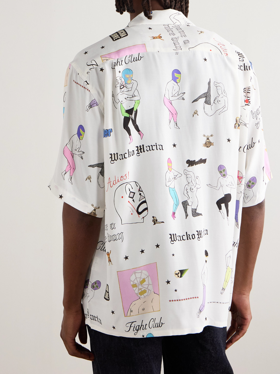 Wacko Maria Type-10 Convertible-collar Printed Matte-satin Twill Shirt In White