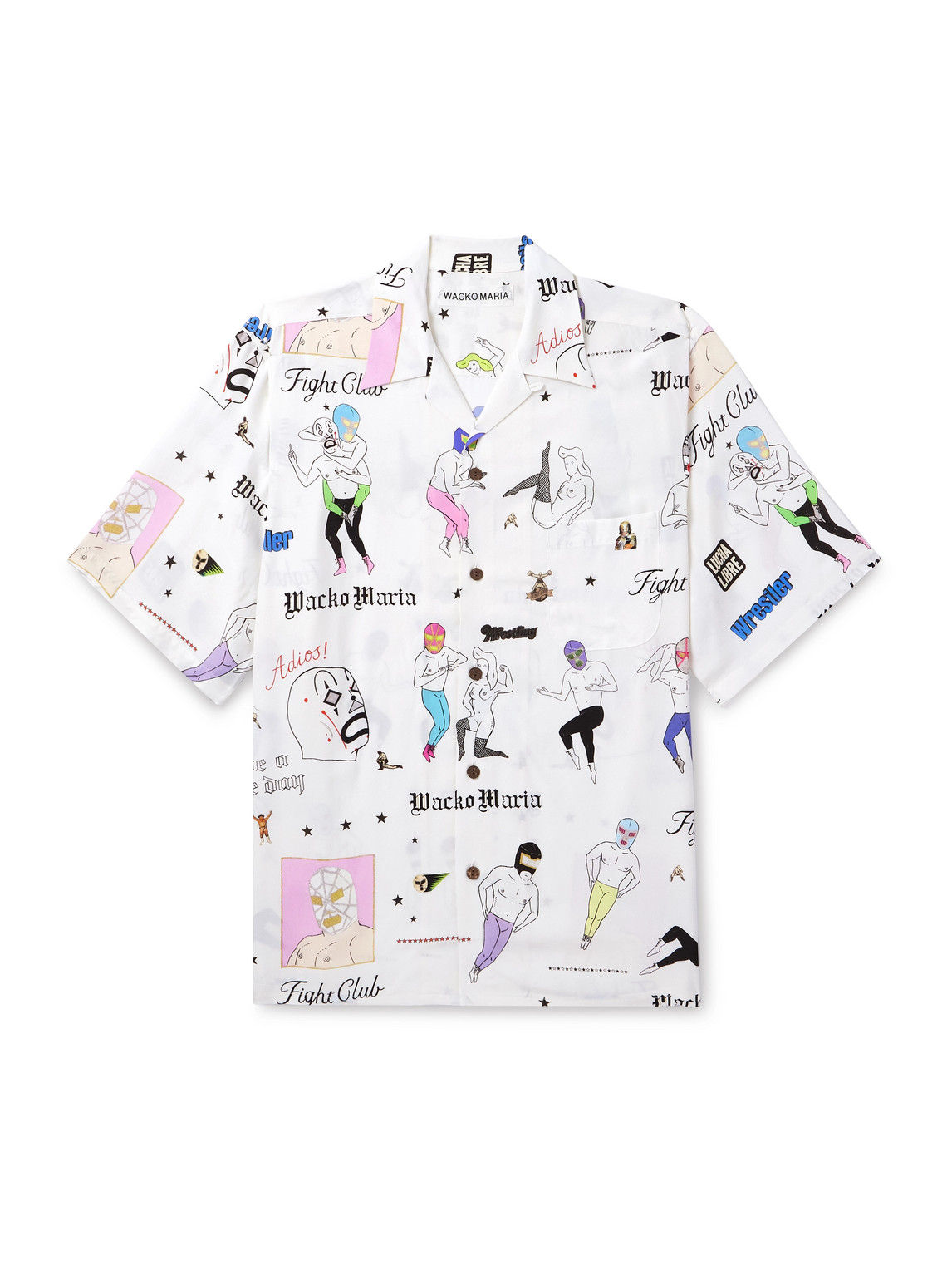 Wacko Maria Type-10 Convertible-collar Printed Matte-satin Twill Shirt In White