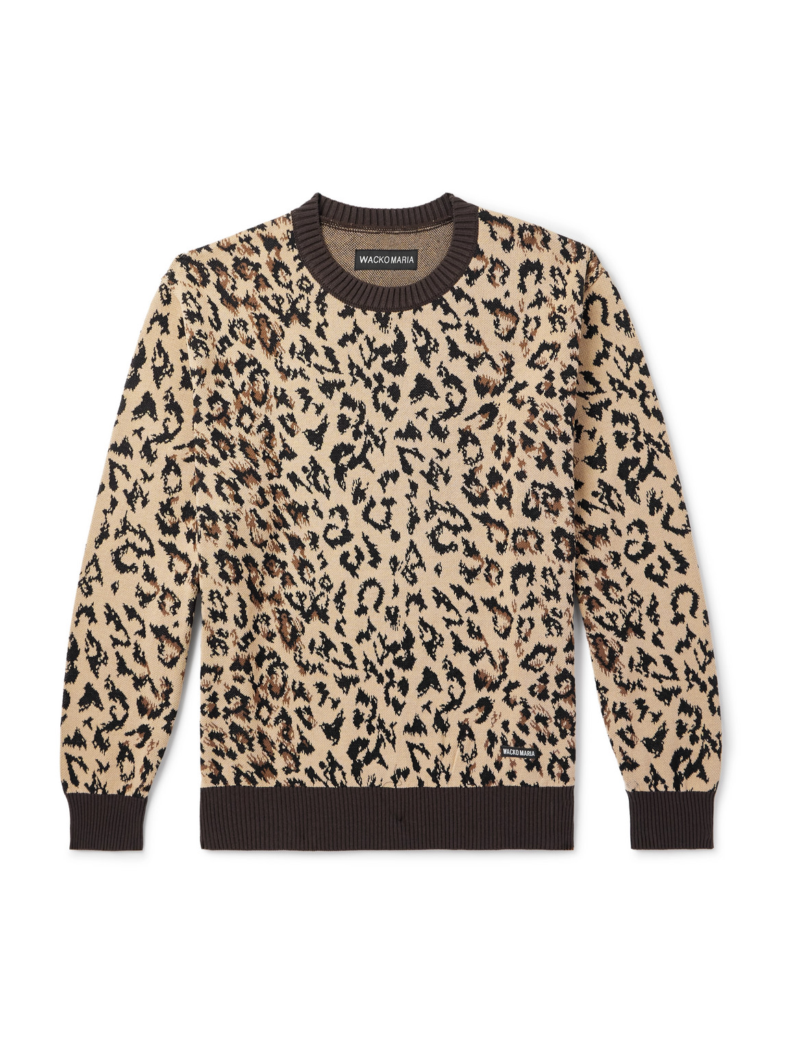 Logo-Appliquéd Leopard-Jacquard Cotton Sweater