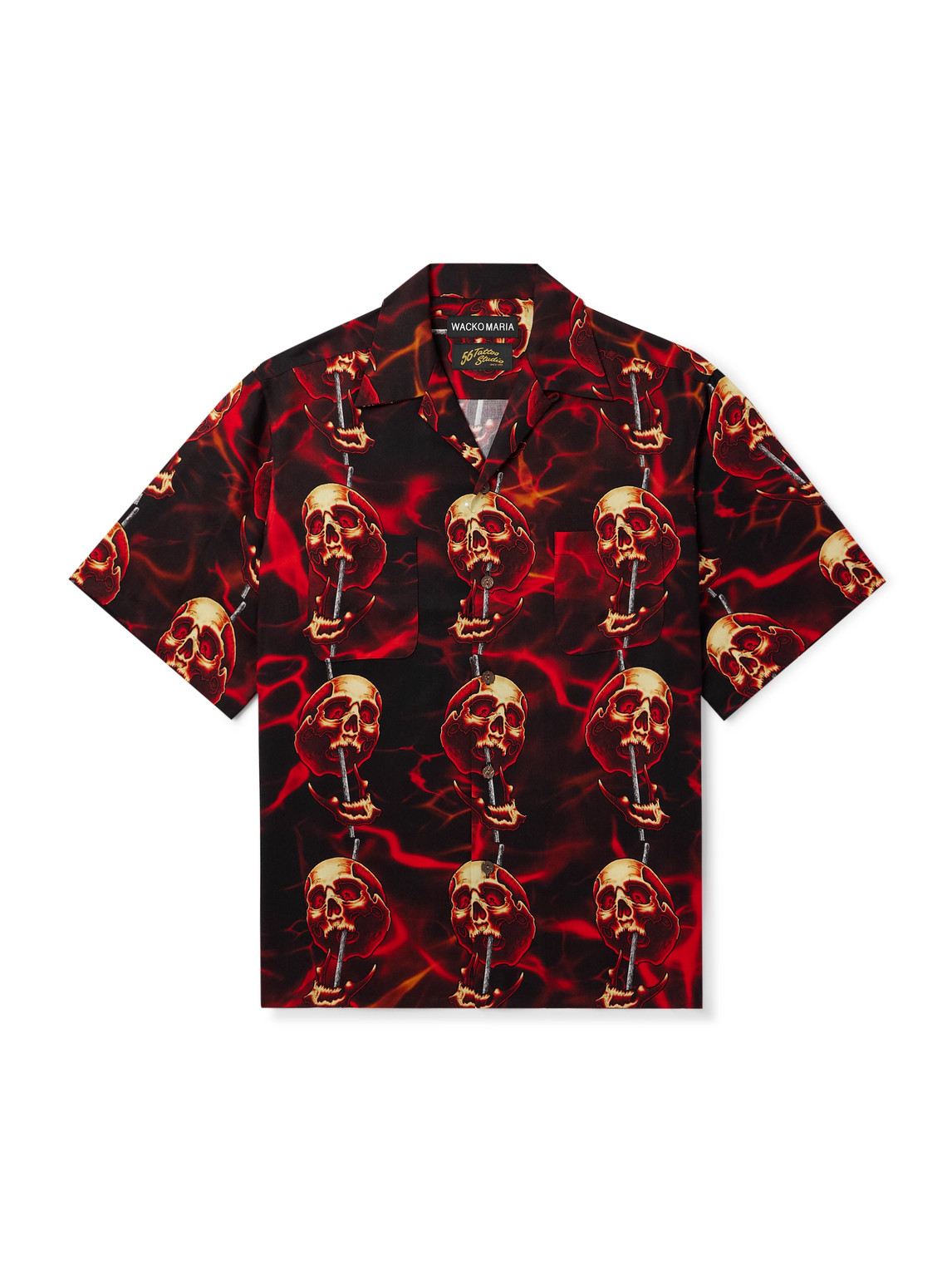 Wacko Maria 56 Tattoo Studio Camp-collar Printed Tencel™ Lyocell Shirt In Multi