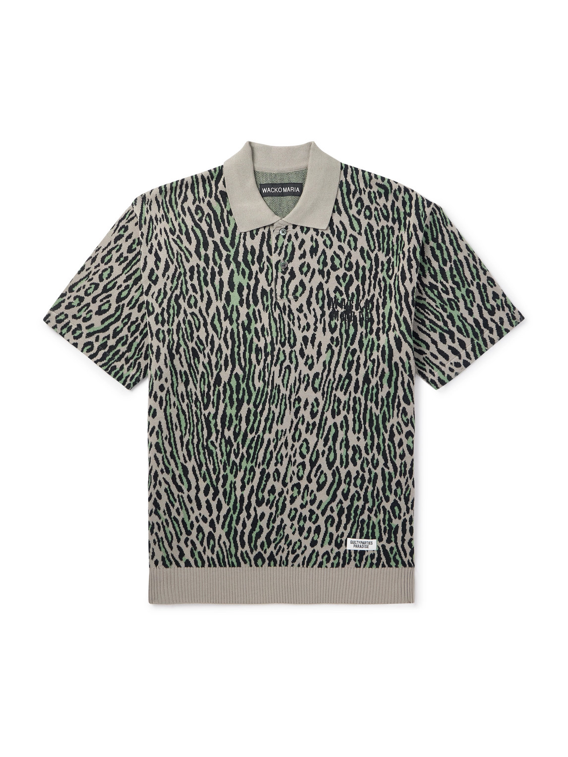 Logo-Embroidered Leopard Cotton-Jacquard Polo Shirt