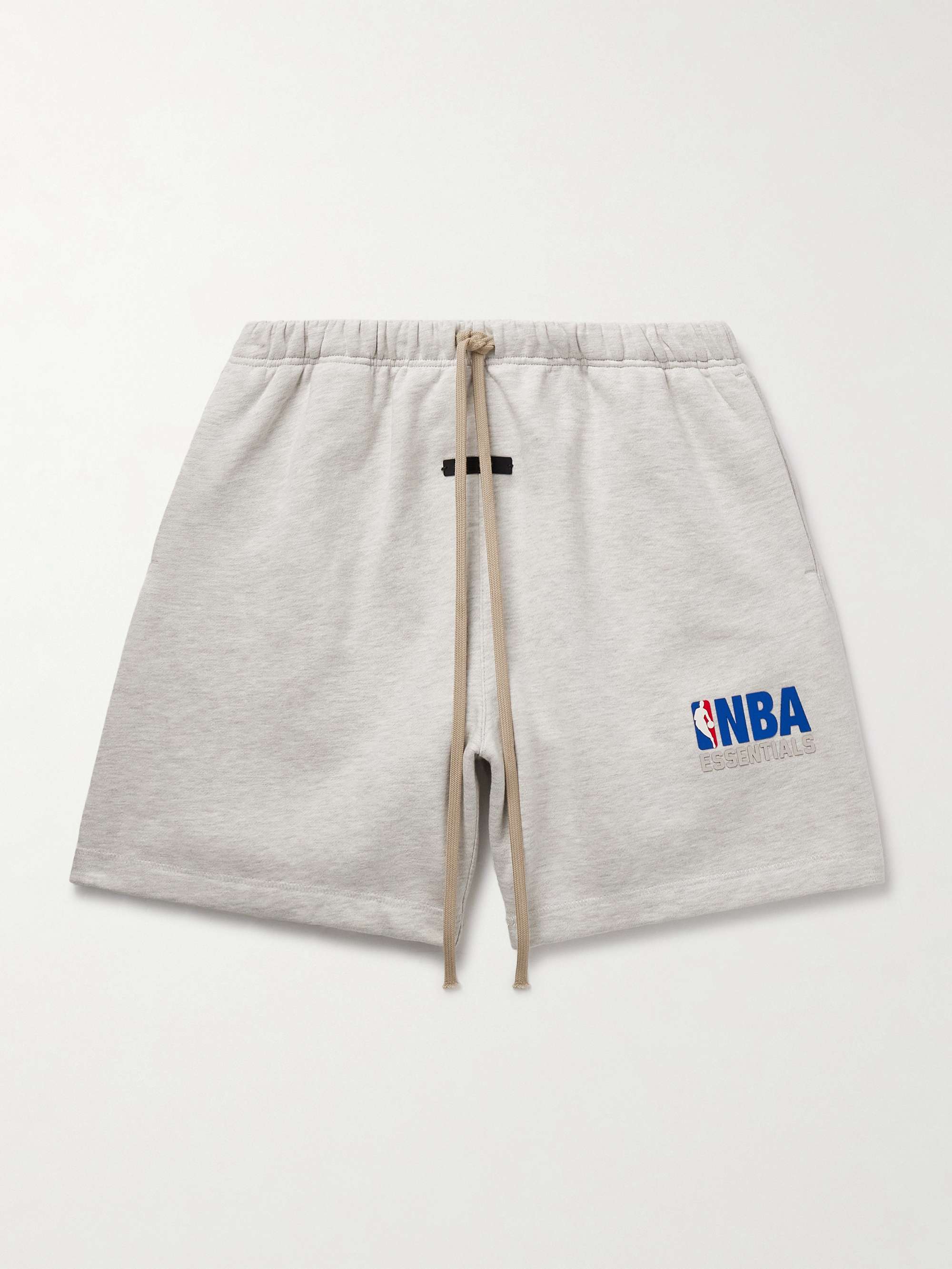 FEAR OF GOD ESSENTIALS + NBA Straight-Leg Appliquéd Cotton-Blend Jersey Drawstring Shorts for Men | MR PORTER FEAR OF GOD ESSENTIALS + NBA Straight-Leg Appliquéd Cotton-Blend Jersey Drawstring Shorts for Men | MR PORTER