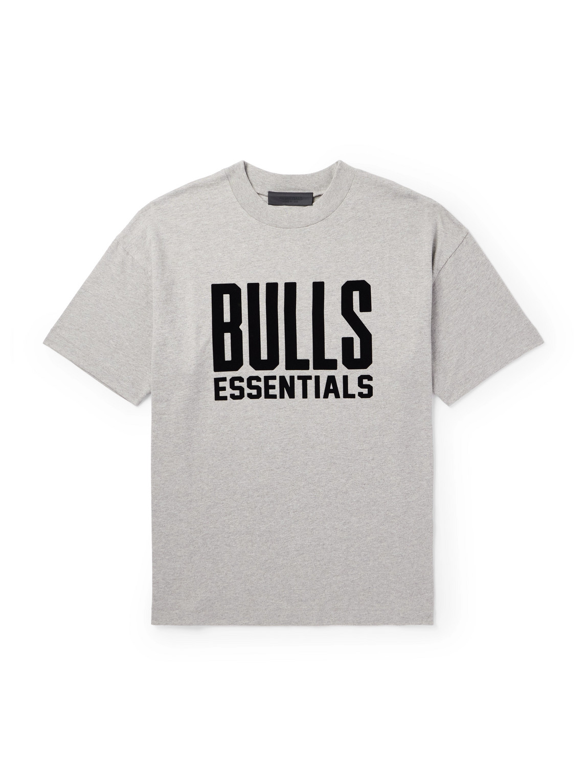 Essentials Nba Bulls Appliquéd Cotton-jersey T-shirt In Gray