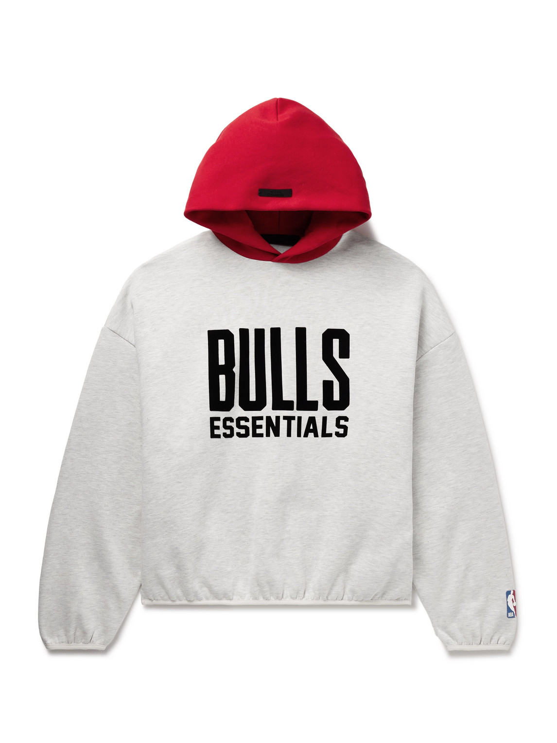 ESSENTIALS NBA CHICAGO BULLS CROPPED APPLIQUÉD COTTON-BLEND JERSEY HOODIE