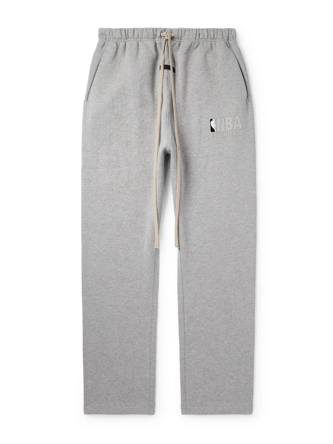 Essentials Nba Straight-leg Appliquéd Cotton-blend Jersey Sweatpants In Gray