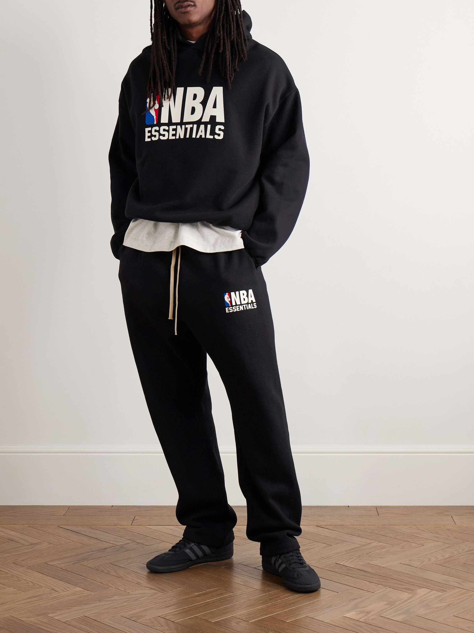 FEAR OF GOD ESSENTIALS + NBA Cropped Appliquéd Cotton-Blend FEAR OF GOD ESSENTIALS + NBA Cropped Appliquéd Cotton-Blend