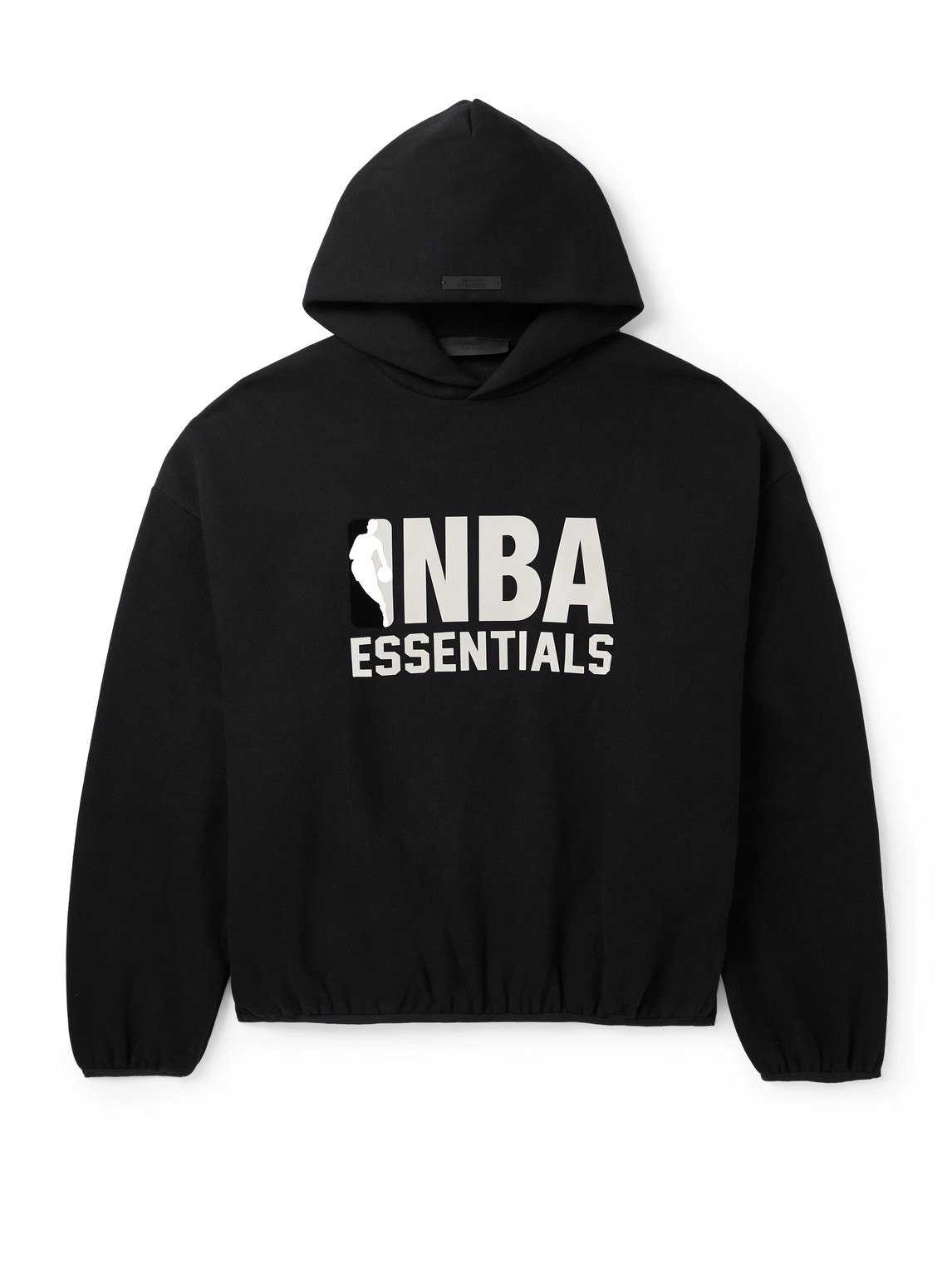 Essentials Nba Cropped Appliquéd Cotton-blend Jersey Hoodie In Black
