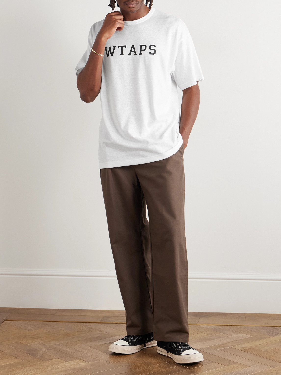 Wtaps Academy 01 Logo-print Cotton-blend Jersey T-shirt In White