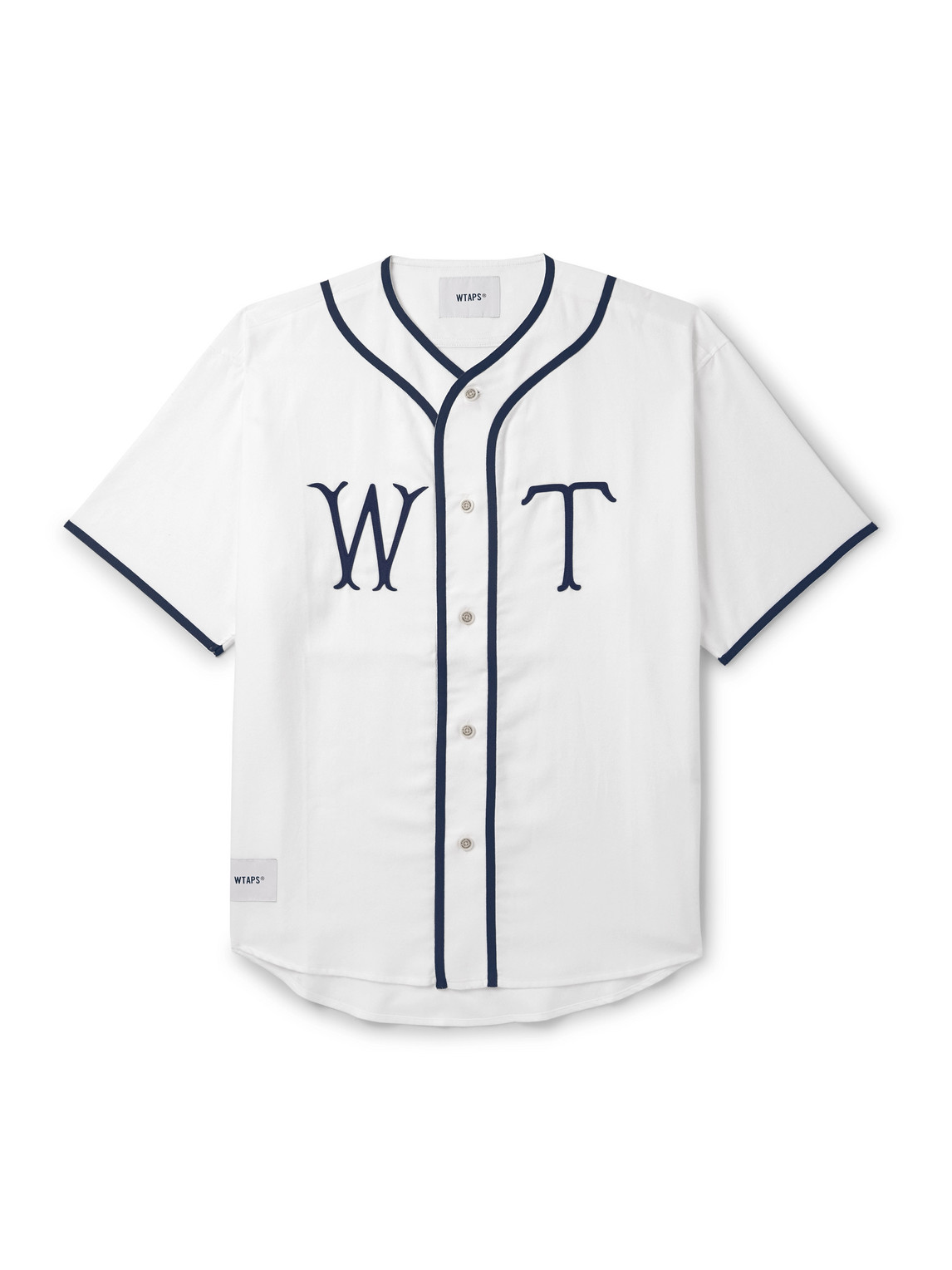 Wtaps League Appliquéd Cotton-flannel Shirt In White