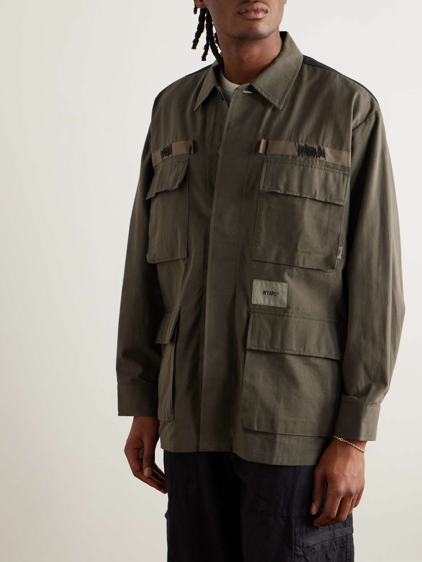 WTAPS® Veiny Appliquéd Embroidered Cotton-Twill and Printed Ripstop ...