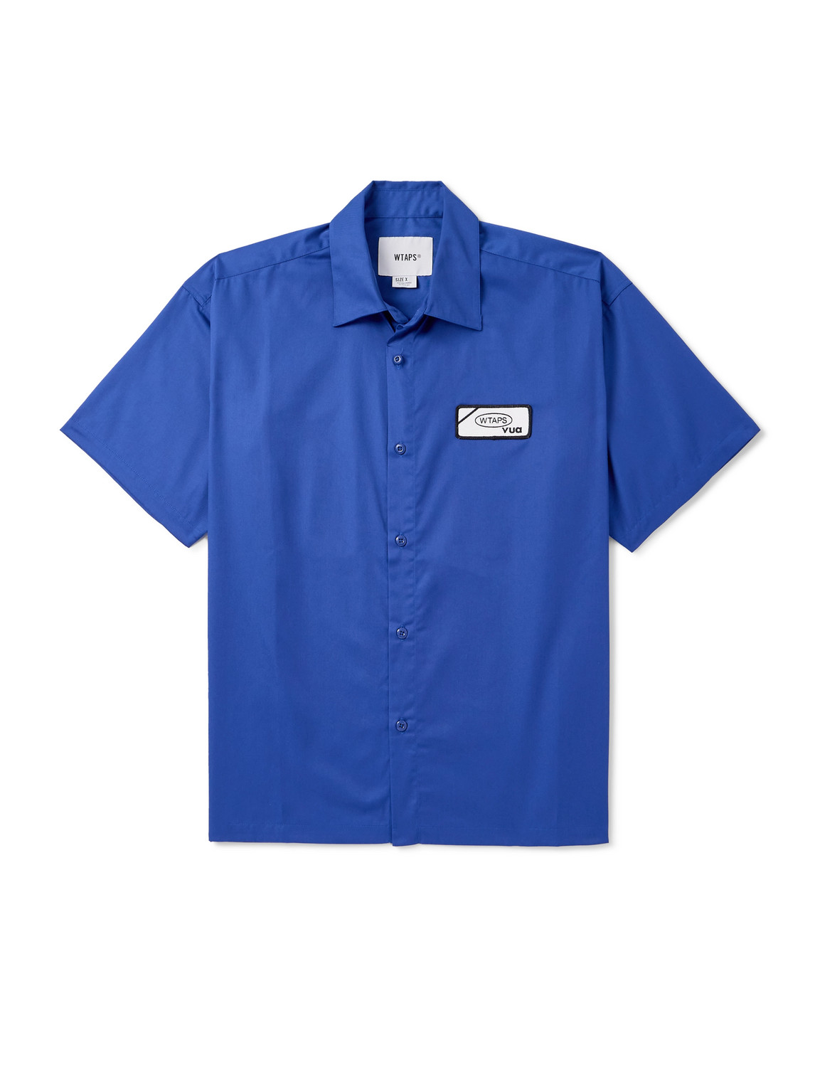 Wtaps Repo Logo-appliquéd Twill Shirt In Blue