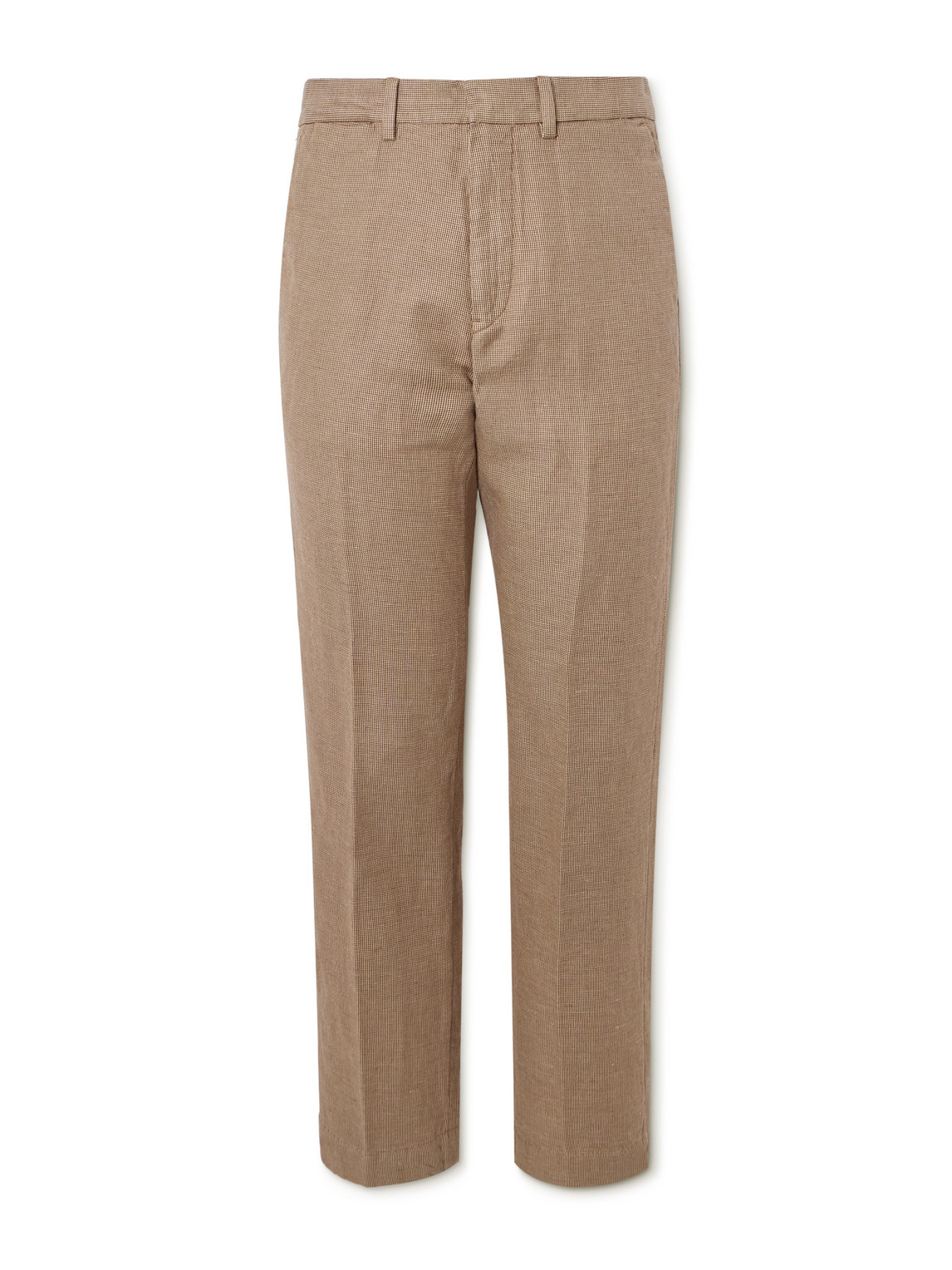 Polo Ralph Lauren Slim-fit Straight-leg Puppytooth Linen And Cotton-blend Trousers In Nude