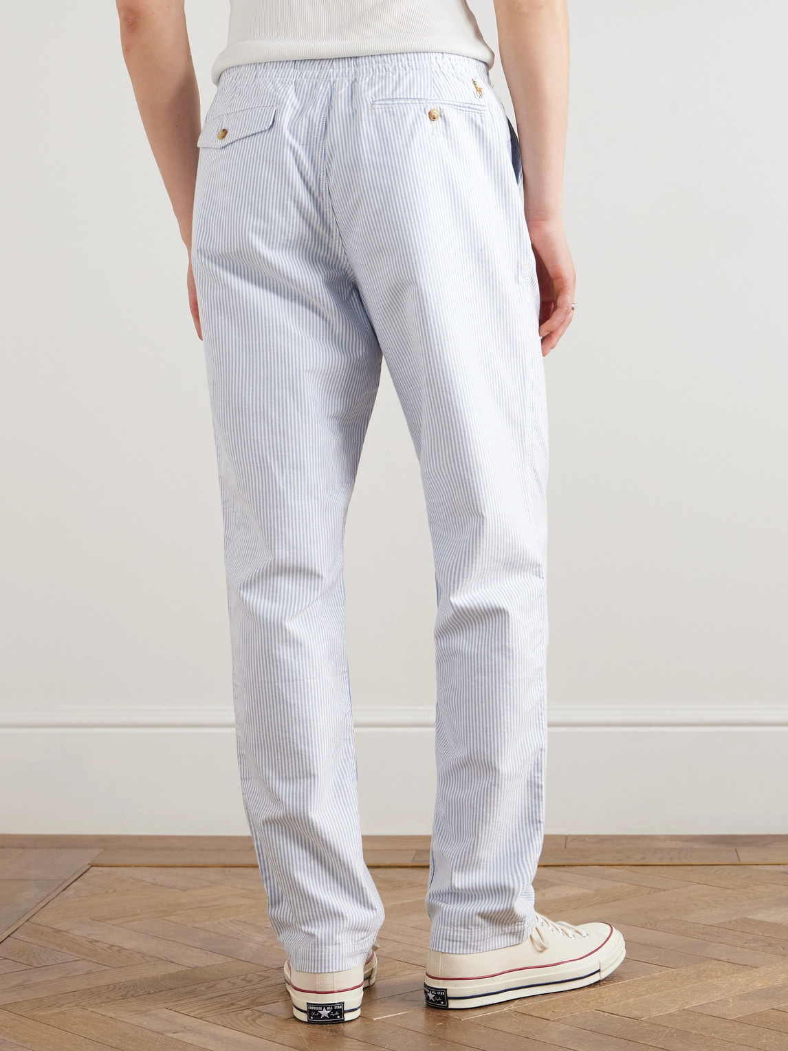 Polo Ralph Lauren Straight-leg Striped Cotton Oxford Trousers In Red