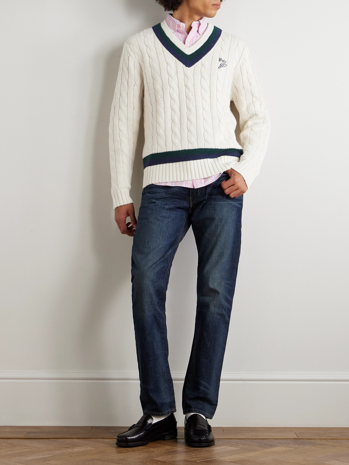 Striped Cable-Knit Cotton, Cashmere and Hemp-Blend Sweater — 2
