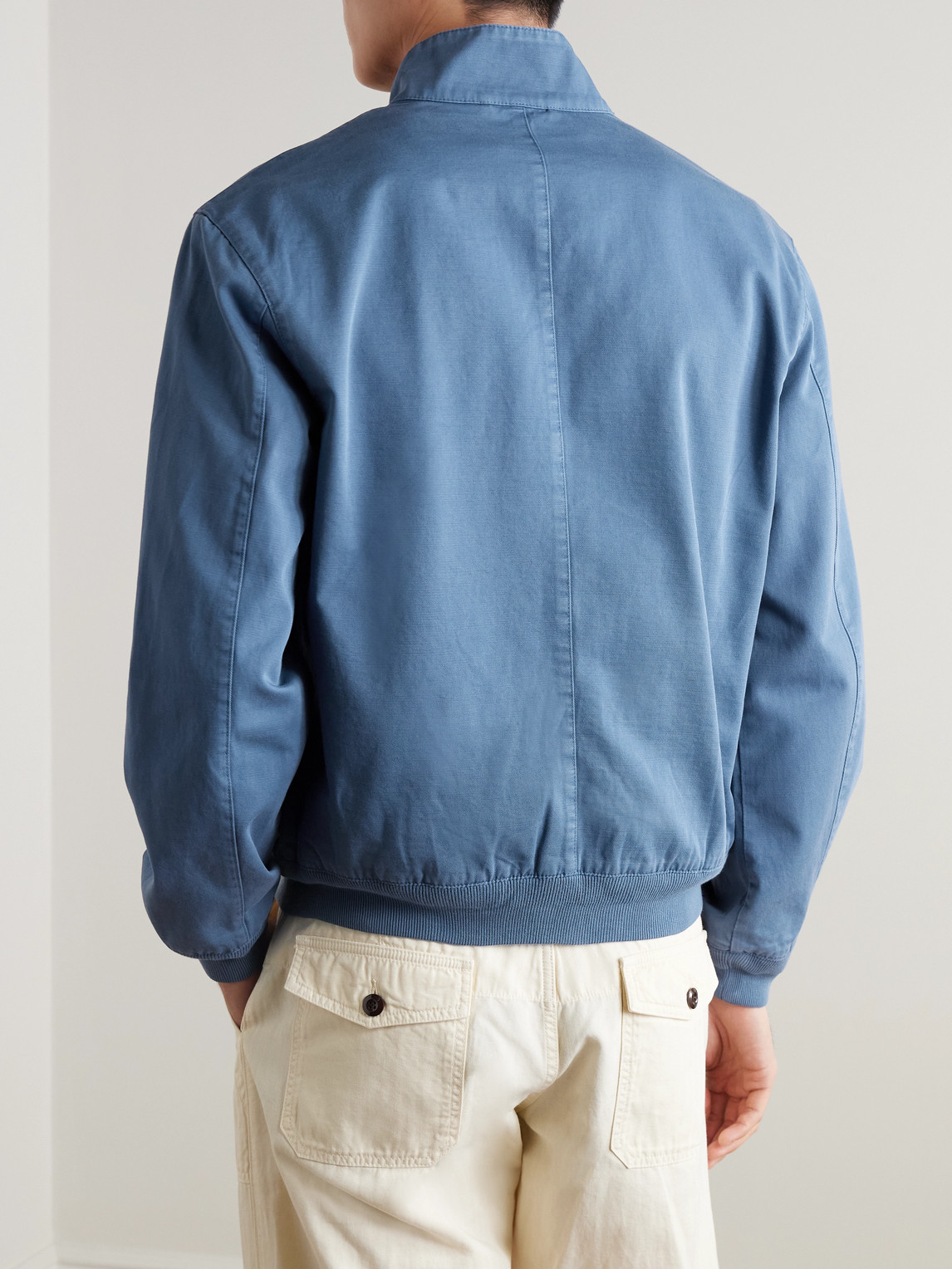Polo Ralph Lauren Logo-embroidered Cotton-twill Bomber Jacket In Blue