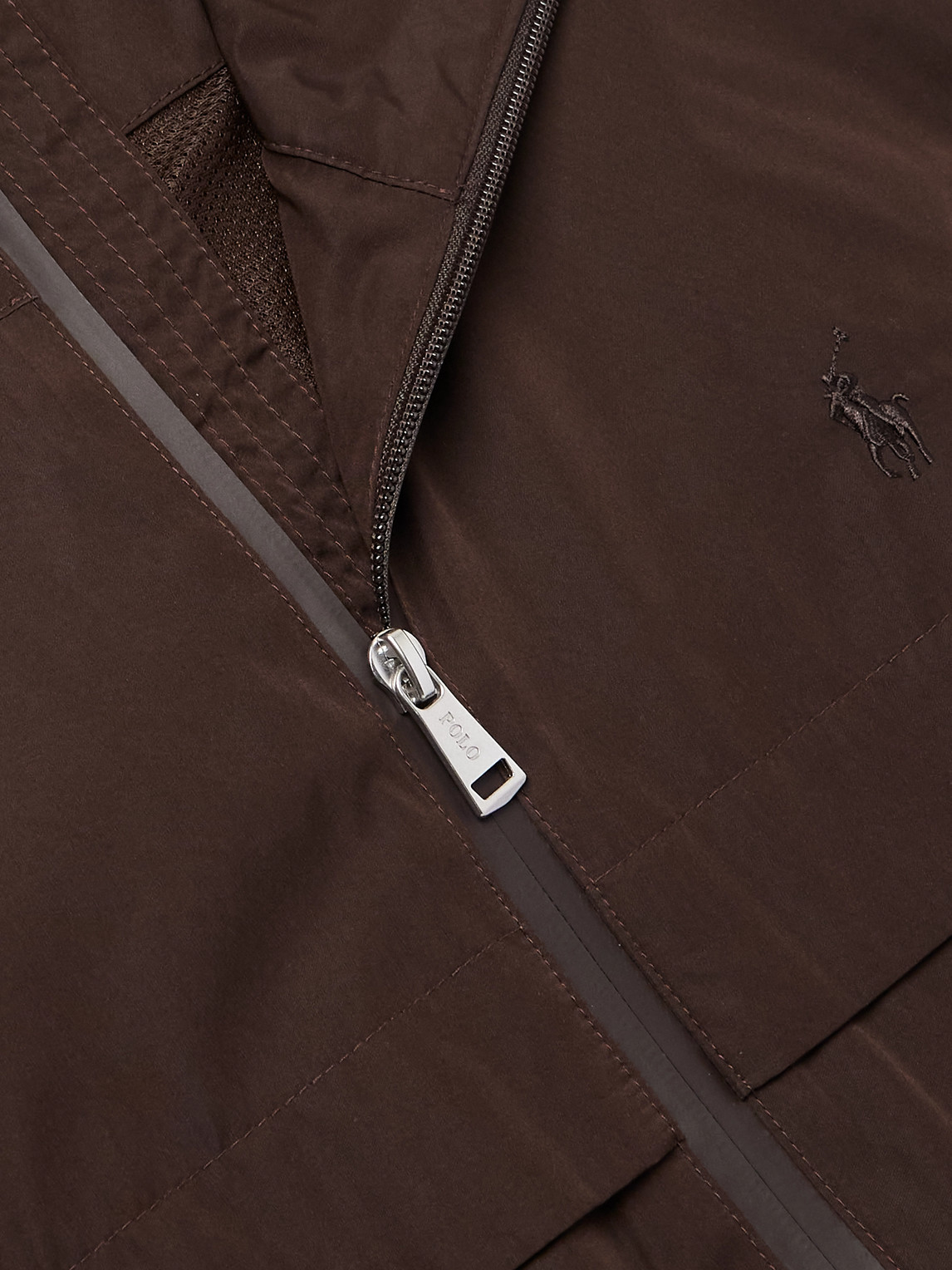 Polo Ralph Lauren Logo-embroidered Shell Hooded Jacket In Brown