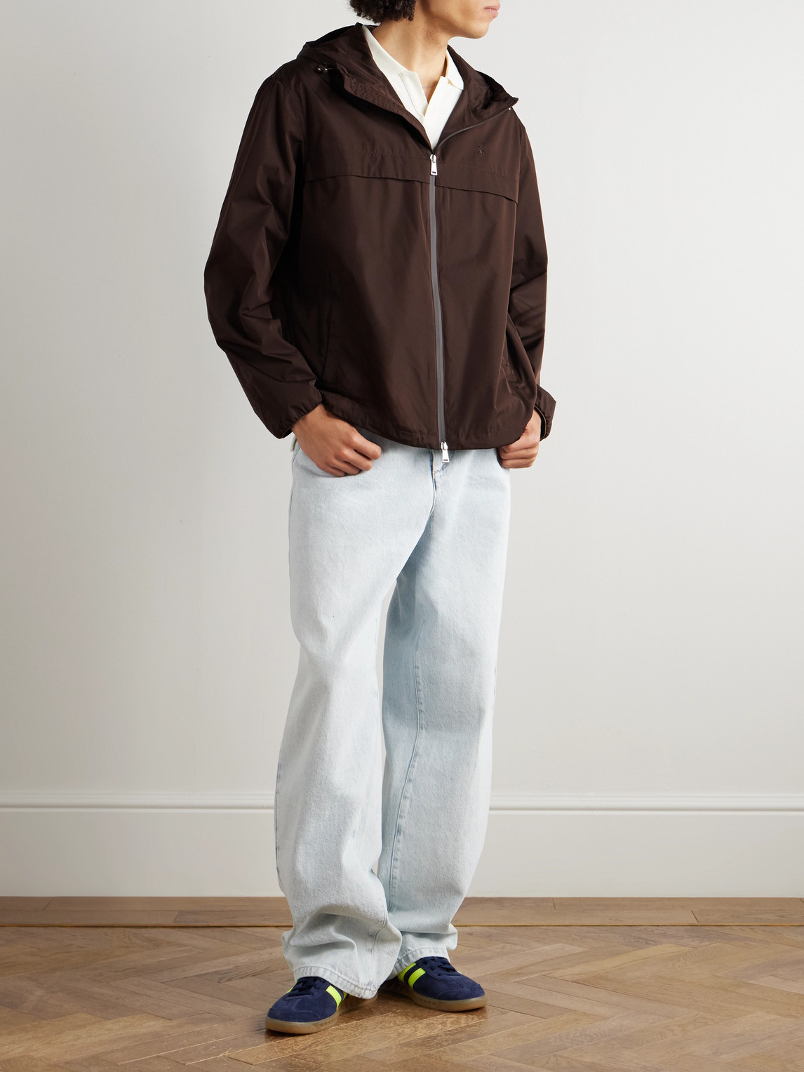 Polo Ralph Lauren Logo-embroidered Shell Hooded Jacket In Brown