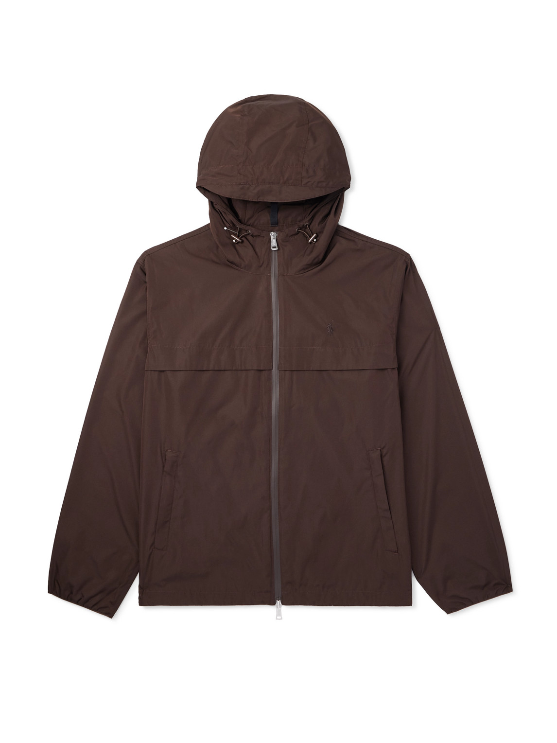 Polo Ralph Lauren Logo-embroidered Shell Hooded Jacket In Brown